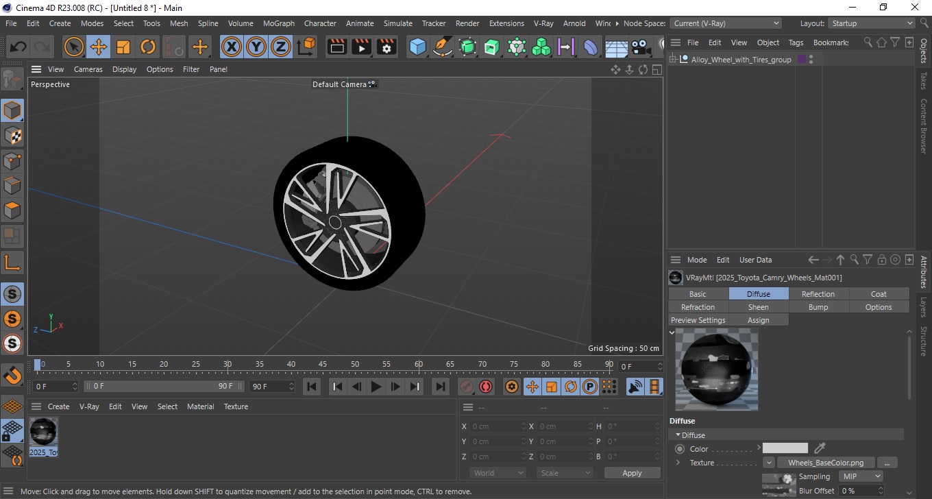 3D model Alloy Wheel with Tires for 3D Print