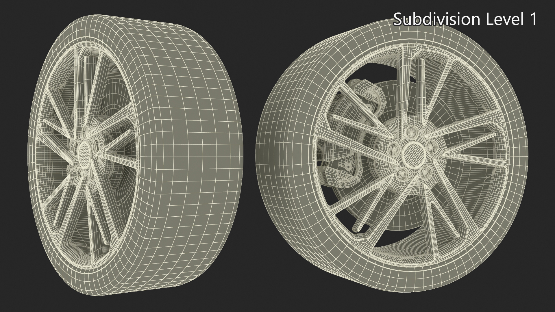 3D model Alloy Wheel with Tires for 3D Print