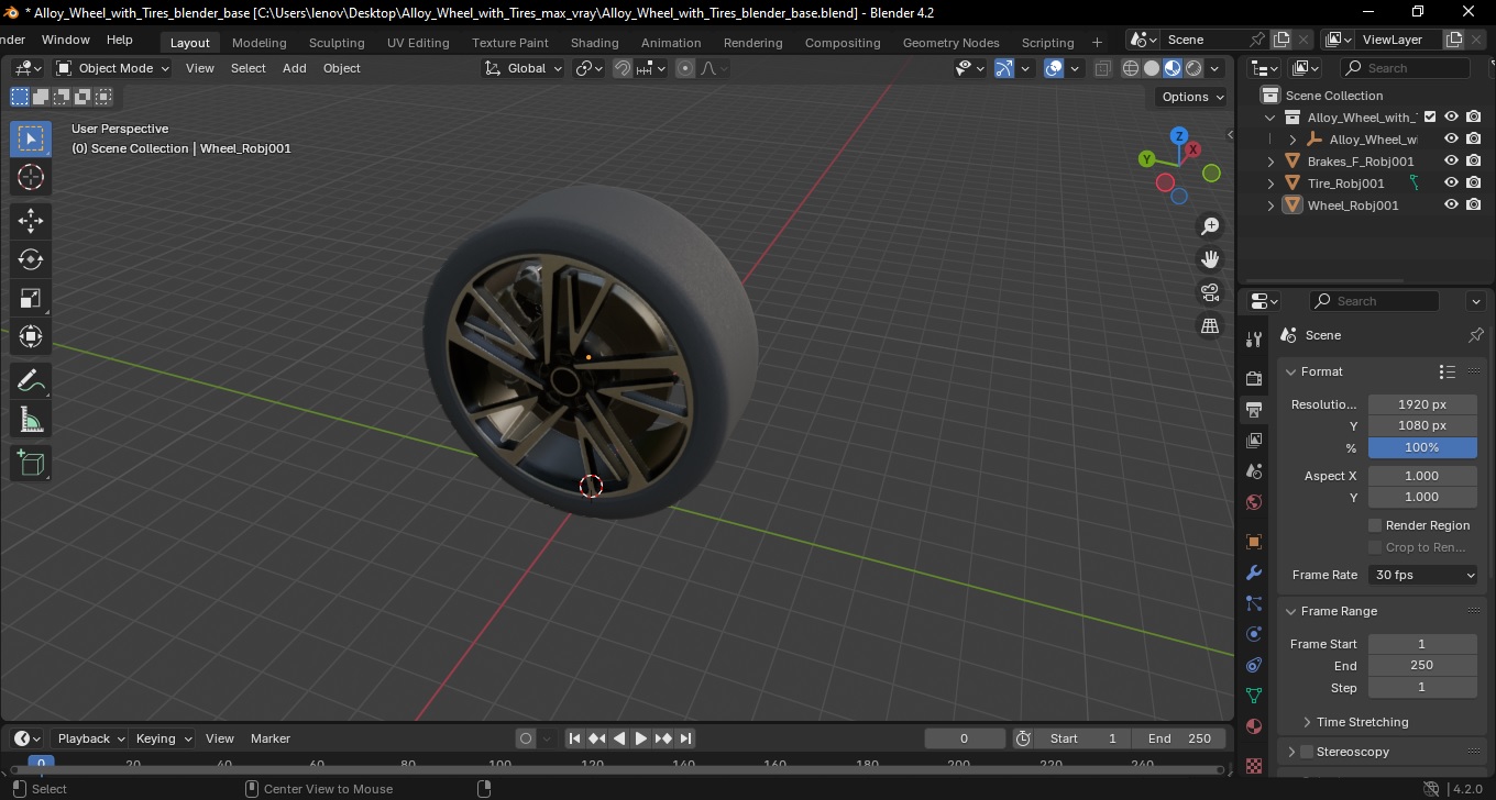 3D model Alloy Wheel with Tires for 3D Print