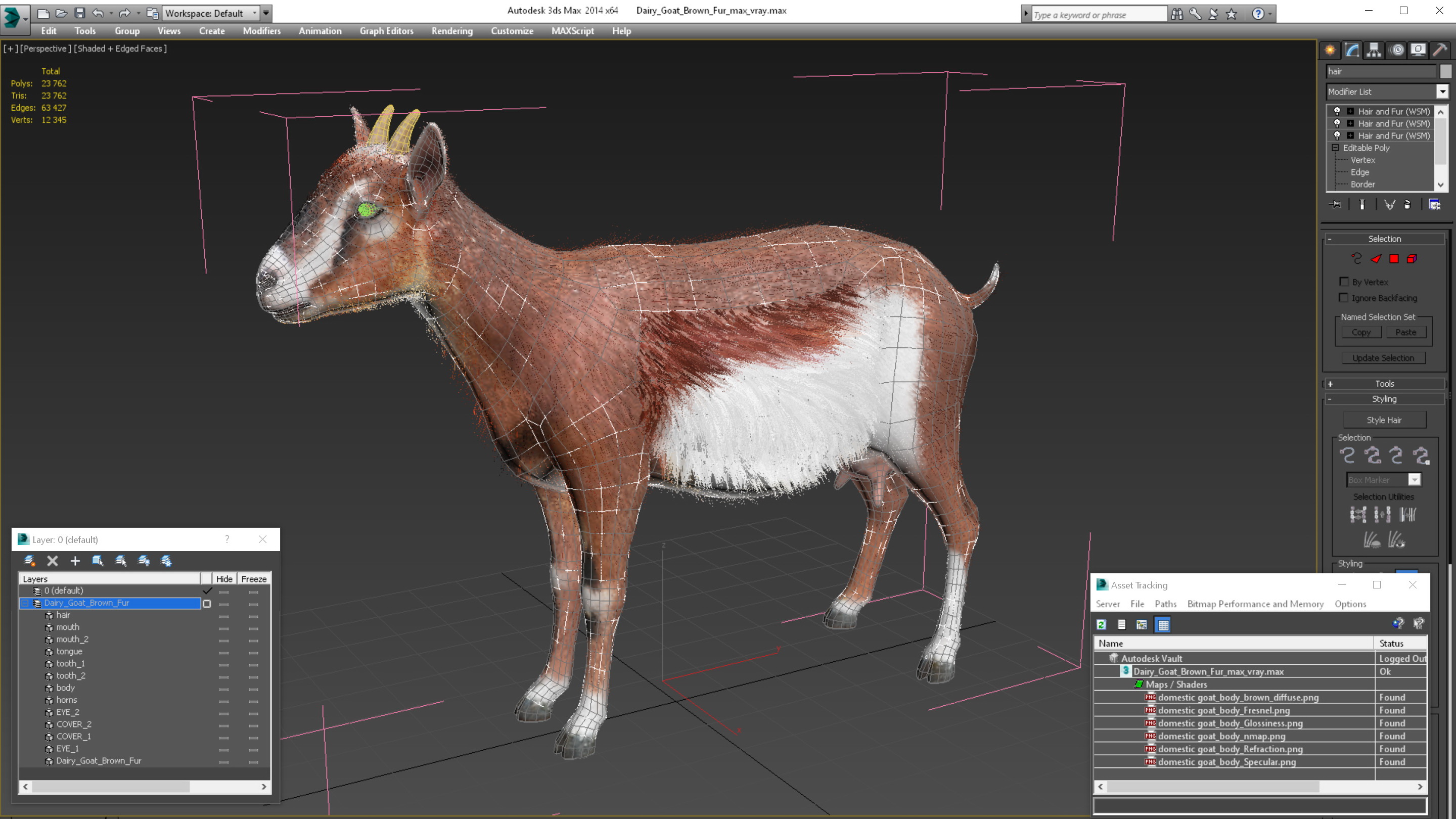 3D model Dairy Goat Brown Fur