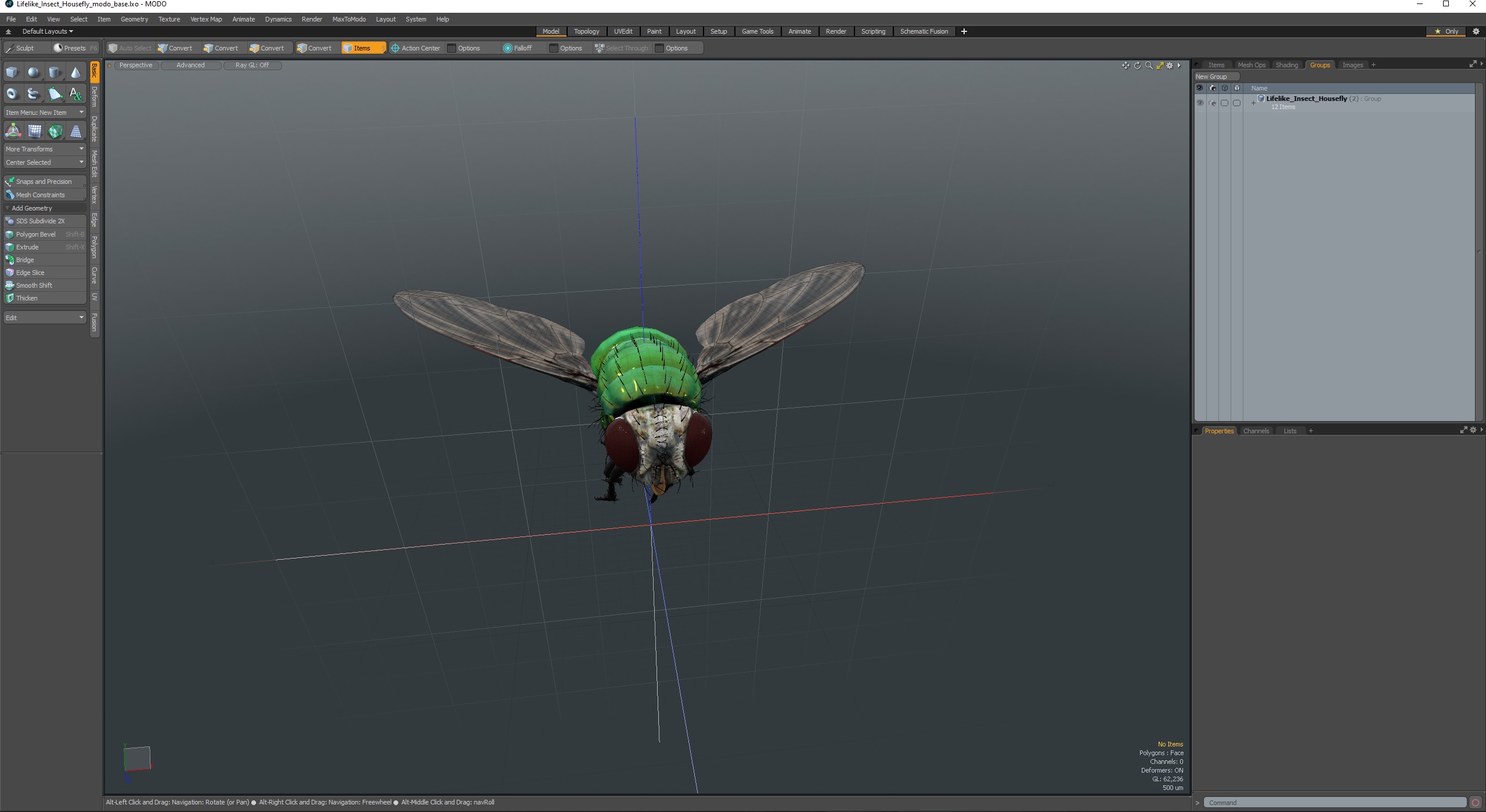 Lifelike Insect Housefly 3D model