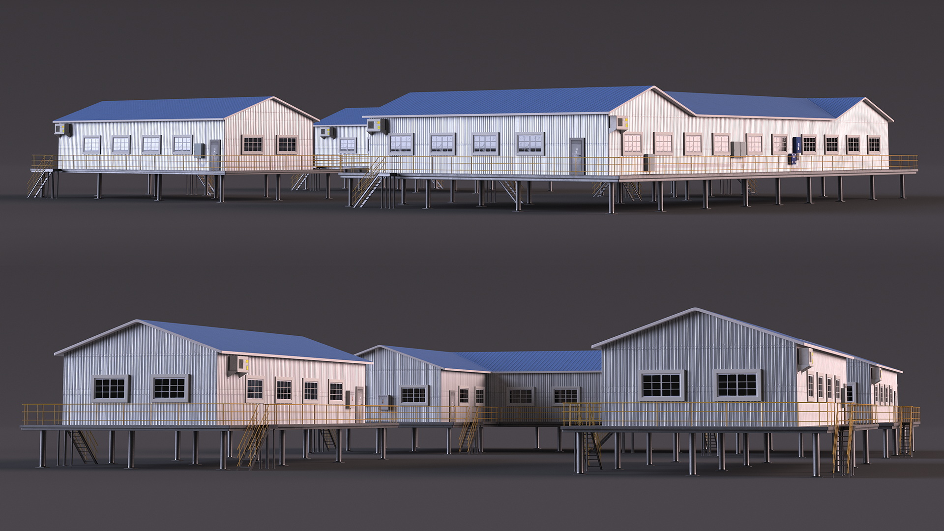 Oil Refinery Control Station Building 3D