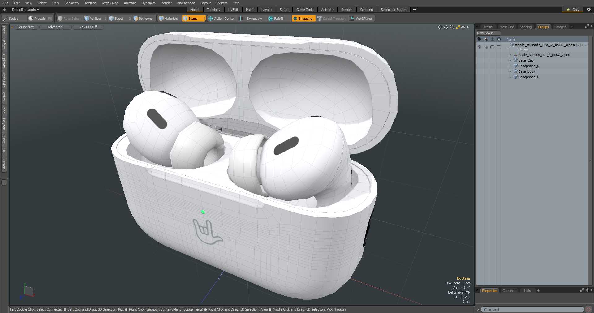 3D model Apple AirPods Pro 2 USB-C Open