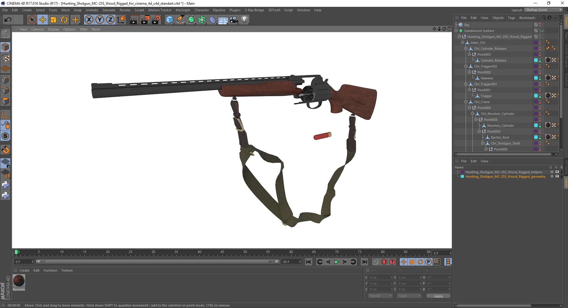 3D Hunting Shotgun MC-255 Wood Rigged for Cinema 4D model