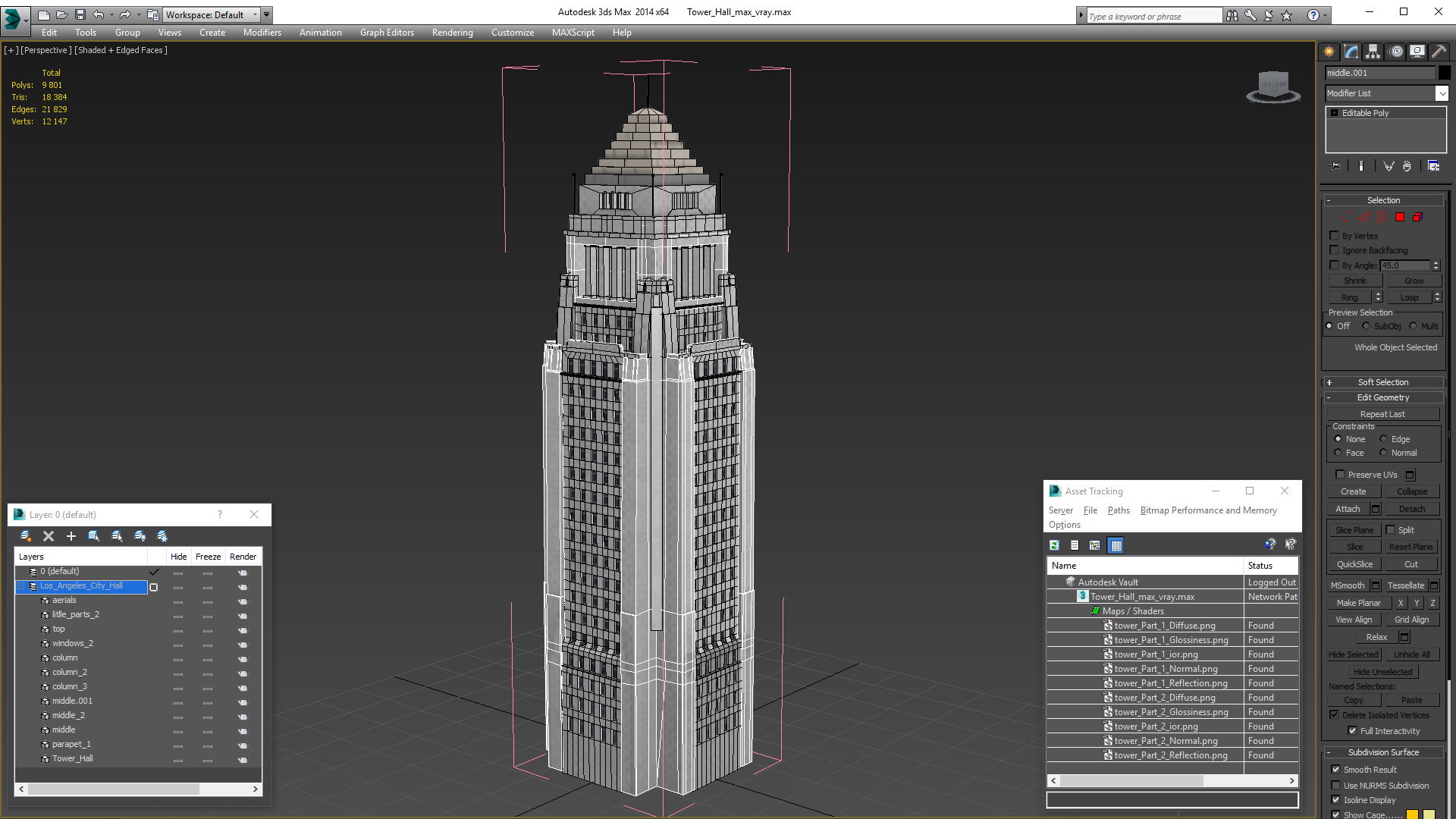 3D model Tower Hall