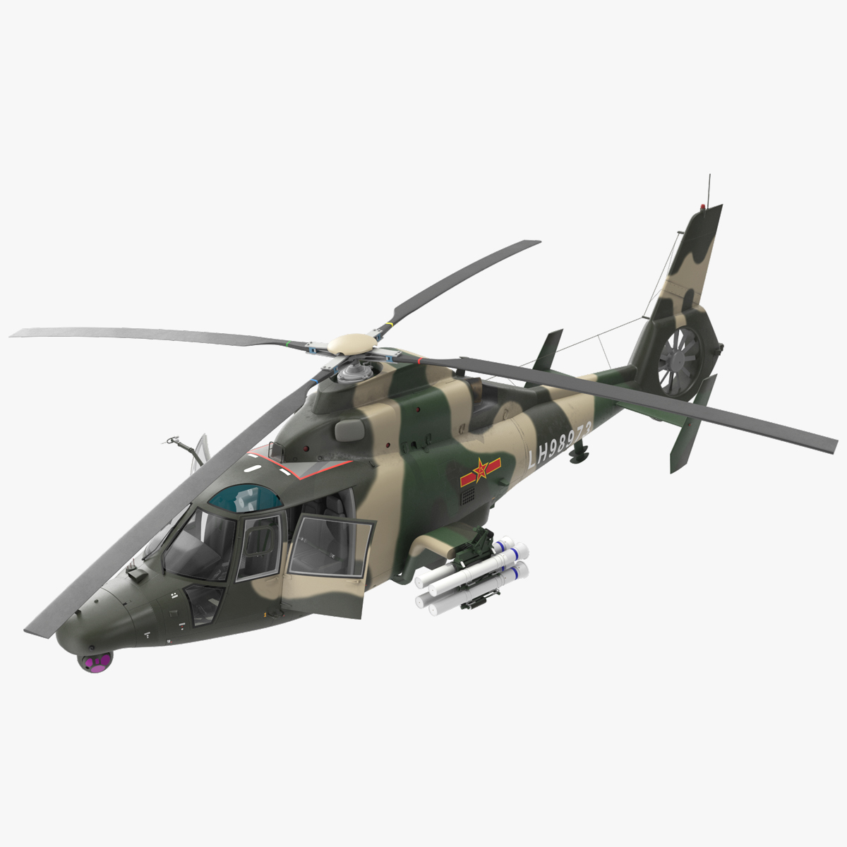 3D model Military Harbin Z-9WZ with Missile Rigged for Maya