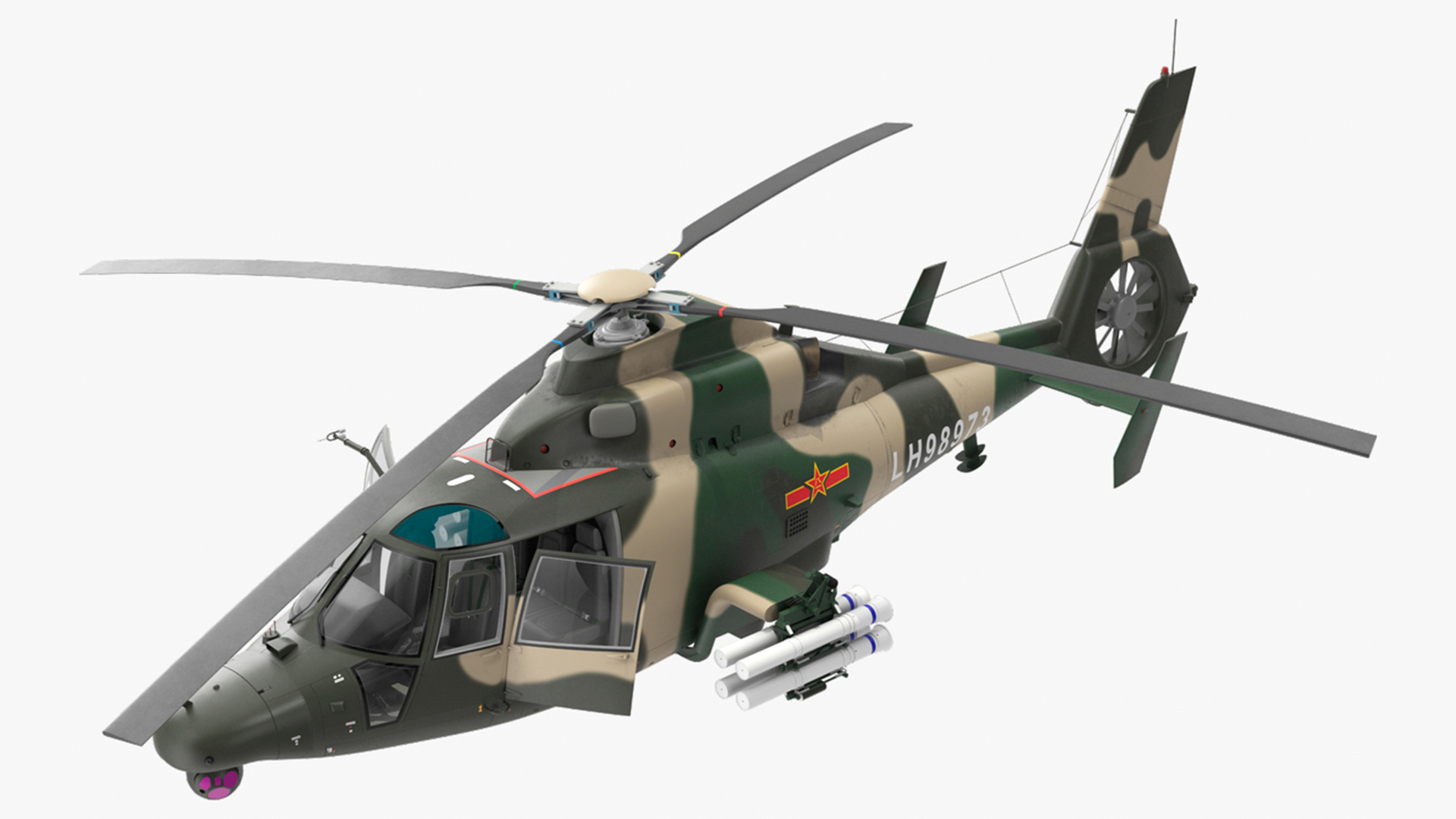 3D model Military Harbin Z-9WZ with Missile Rigged for Maya