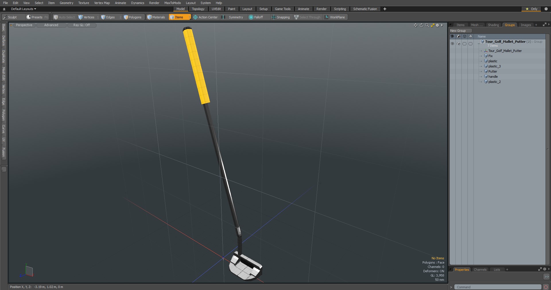 3D Tour Golf Mallet Putter model