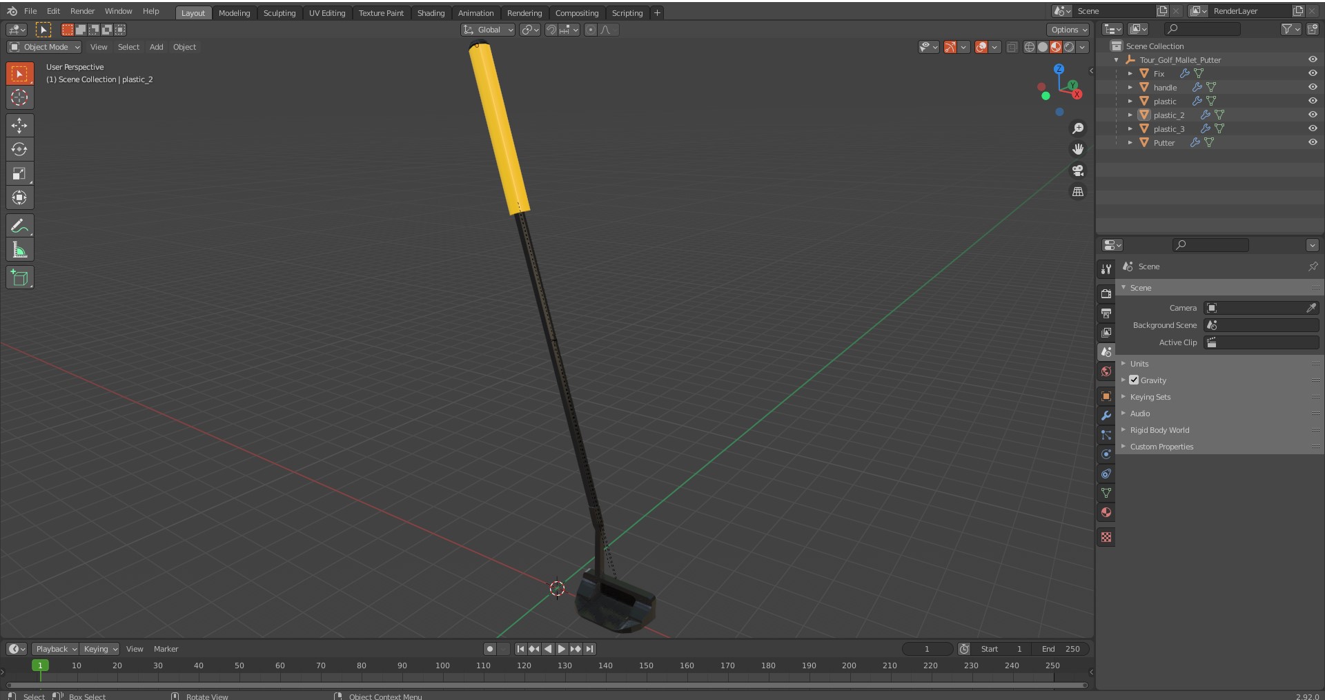 3D Tour Golf Mallet Putter model