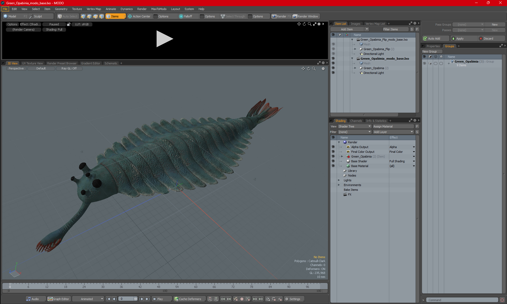 Green Opabinia 3D model