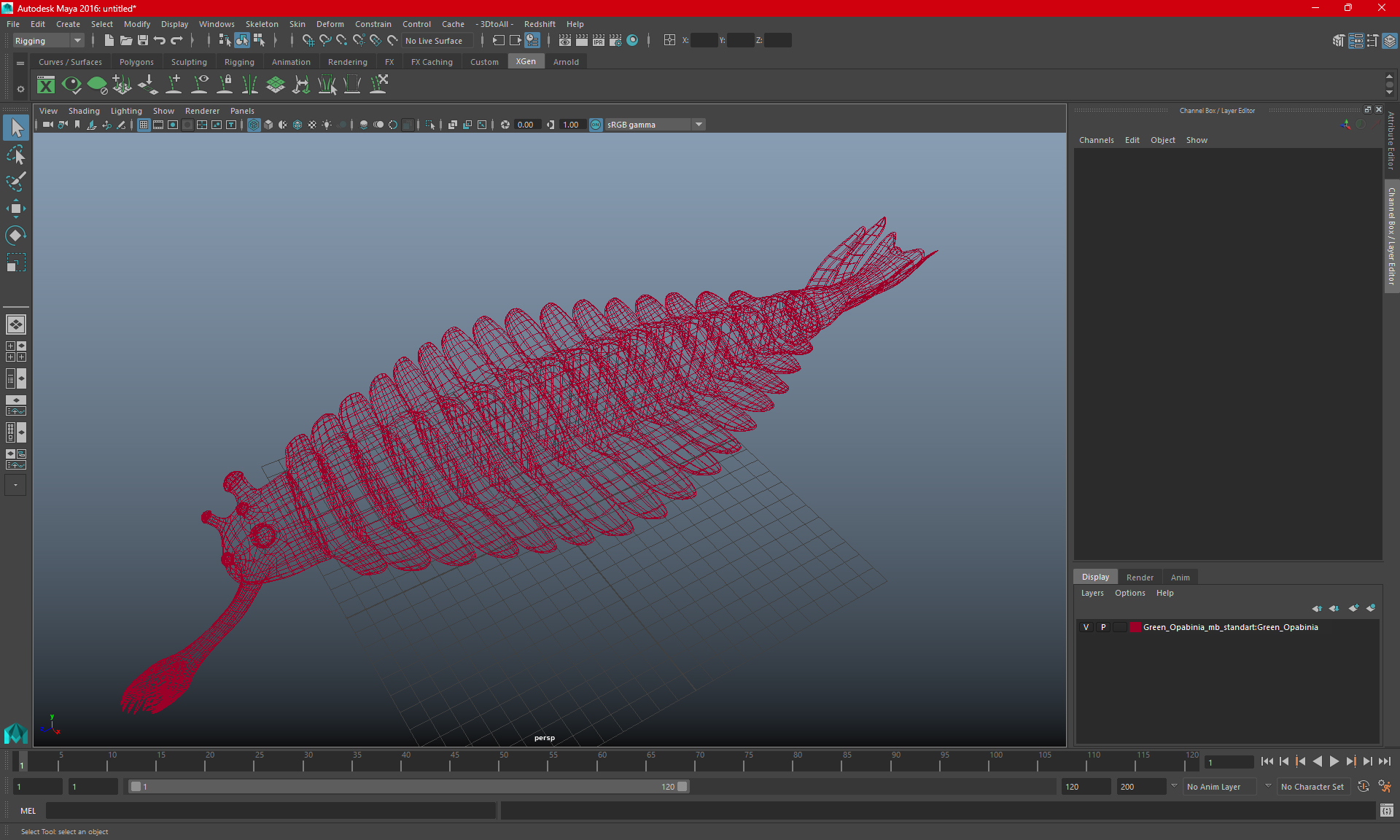 Green Opabinia 3D model