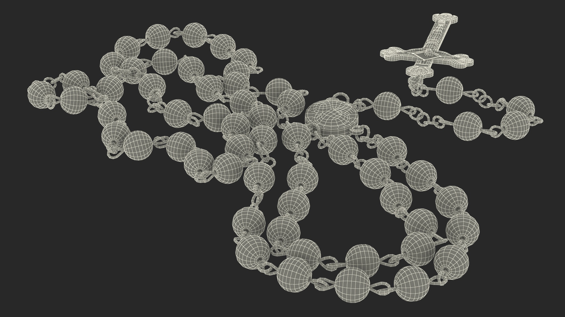 3D model Rosary Beads with Crucifix Red