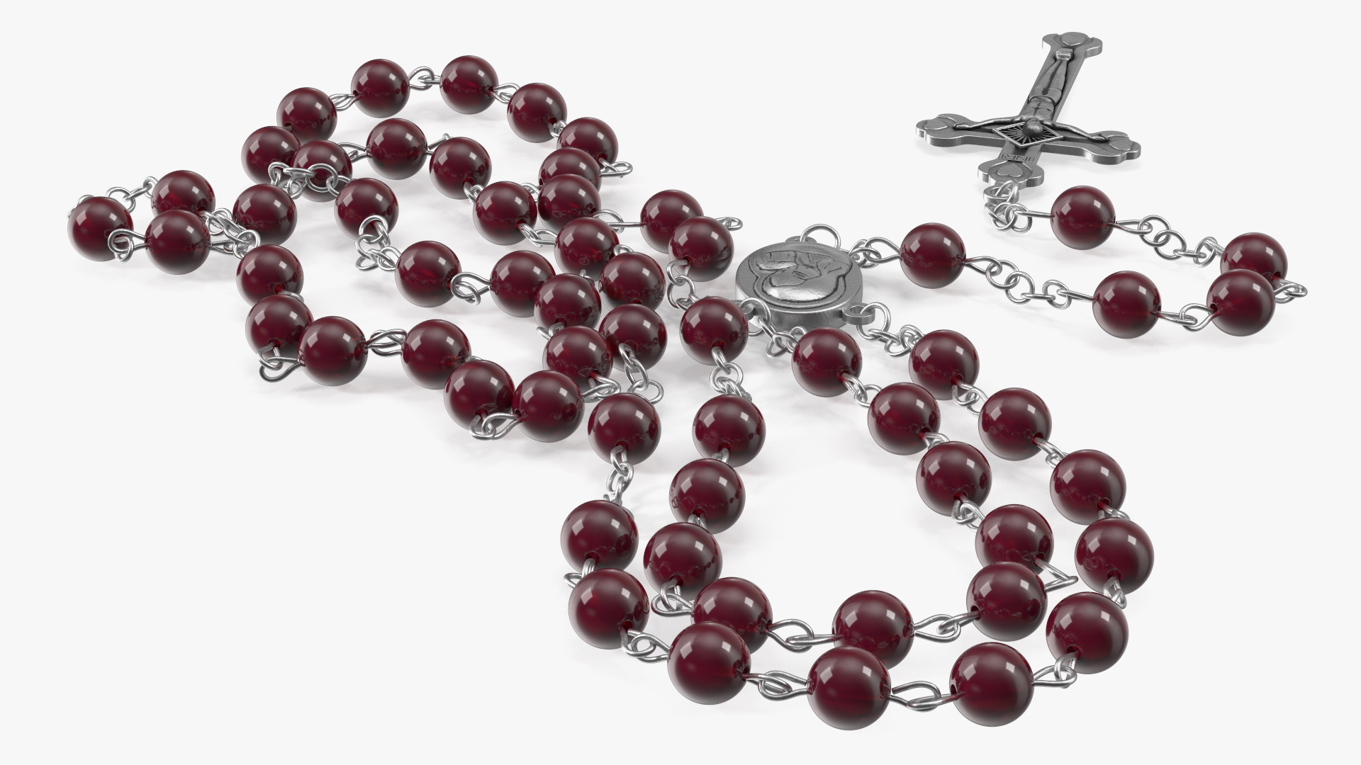 3D model Rosary Beads with Crucifix Red