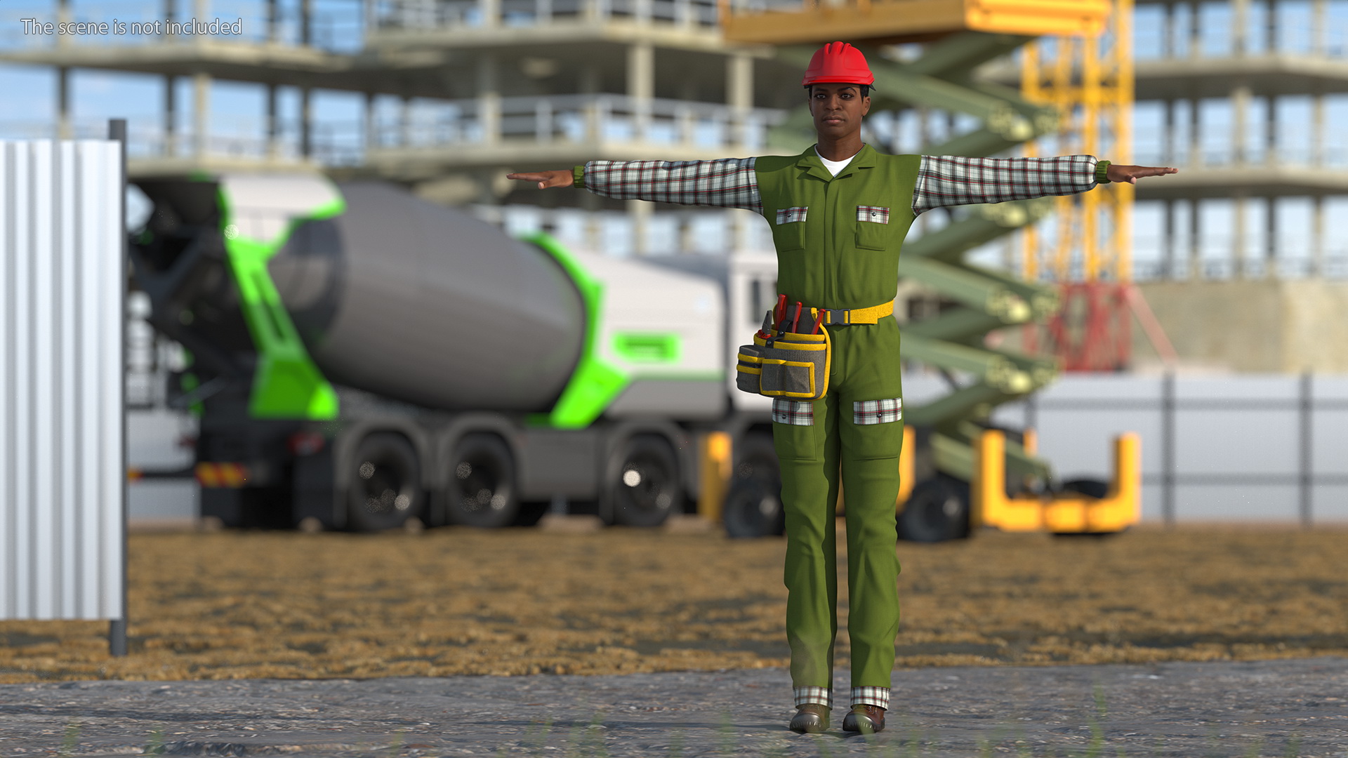 Light Skinned Black Builder T Pose 3D model