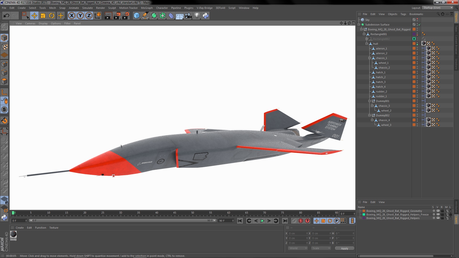 3D Boeing MQ-28 Ghost Bat Rigged for Cinema 4D model