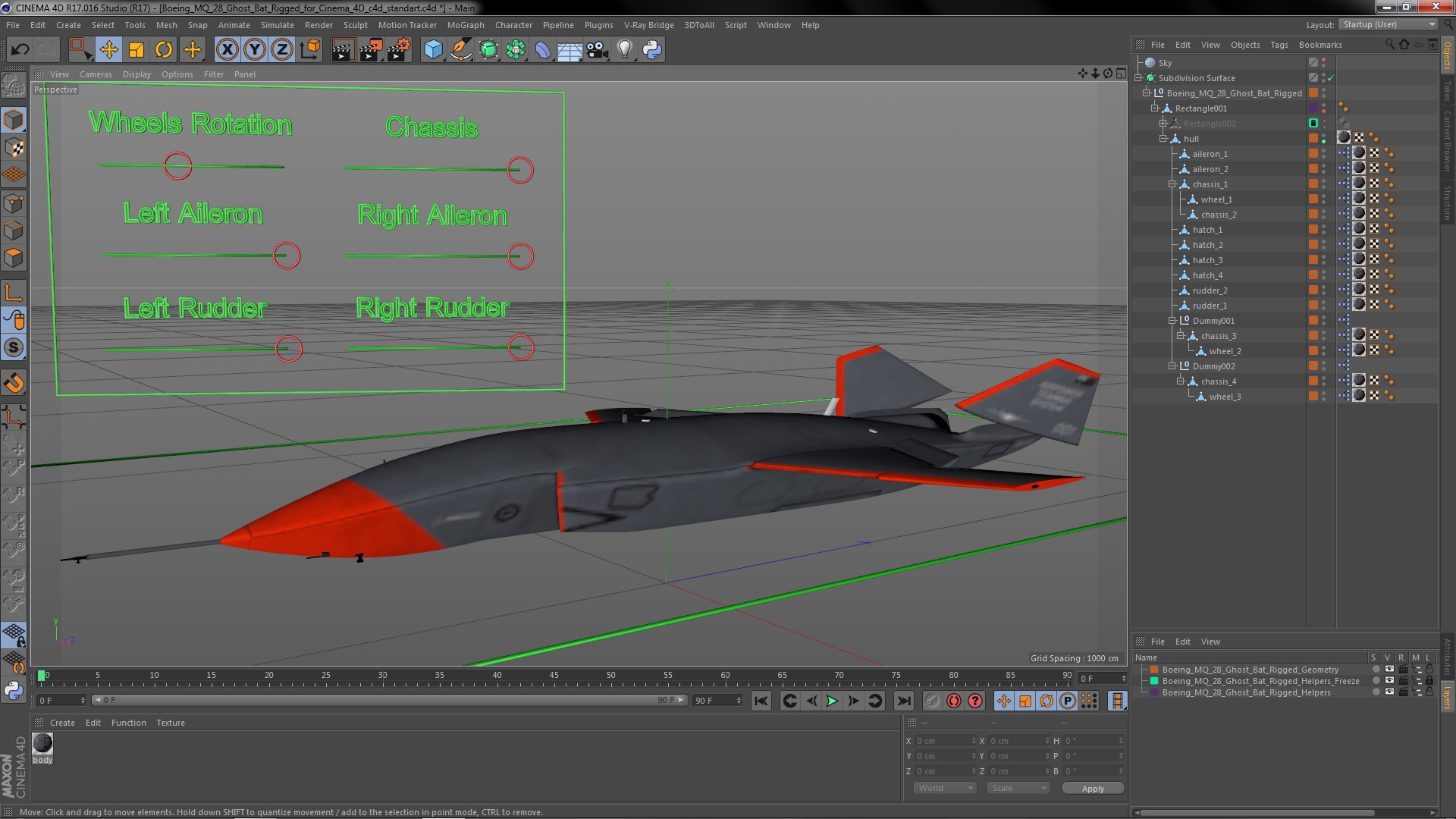 3D Boeing MQ-28 Ghost Bat Rigged for Cinema 4D model