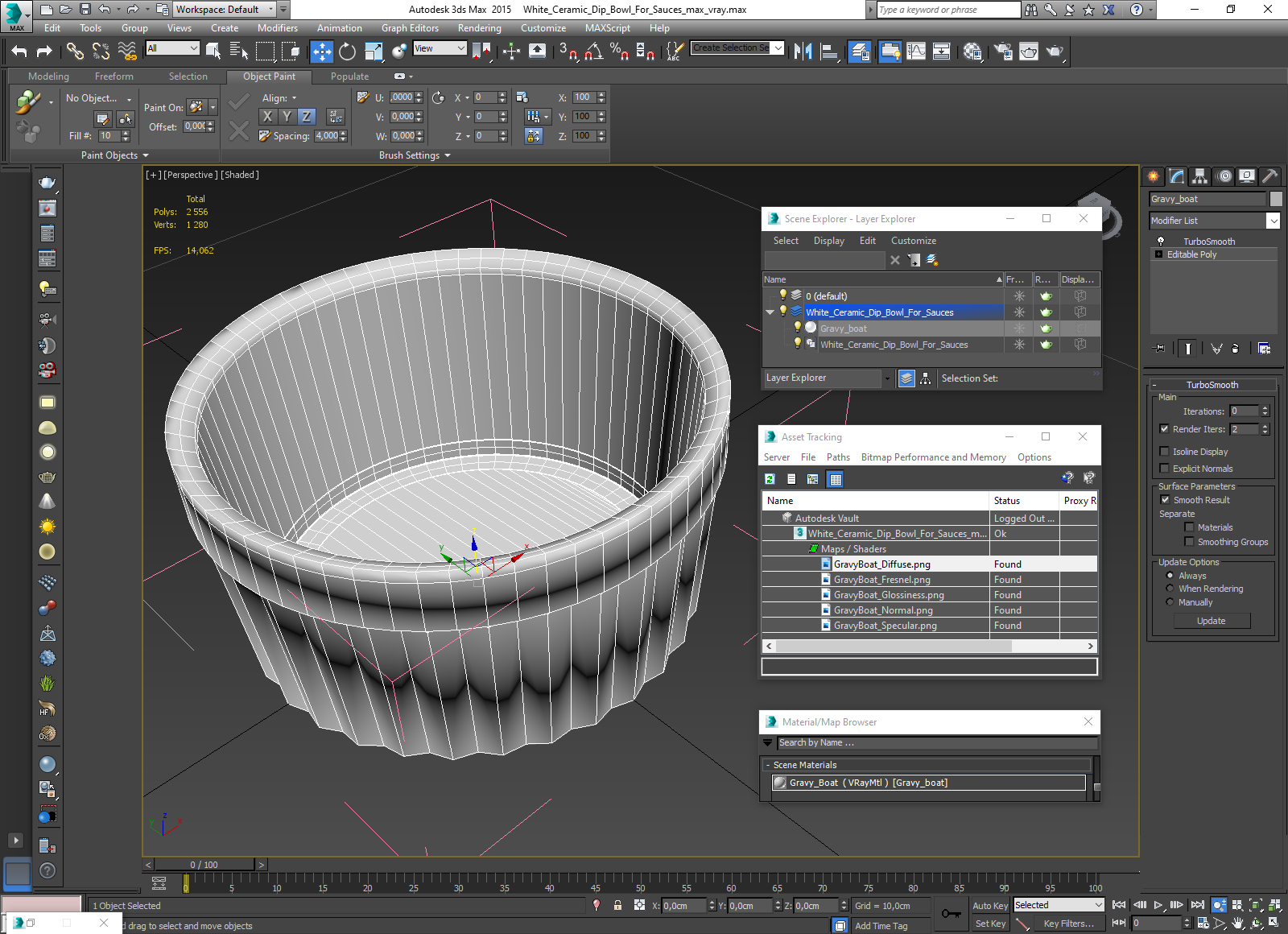 3D White Ceramic Dip Bowl For Sauces model