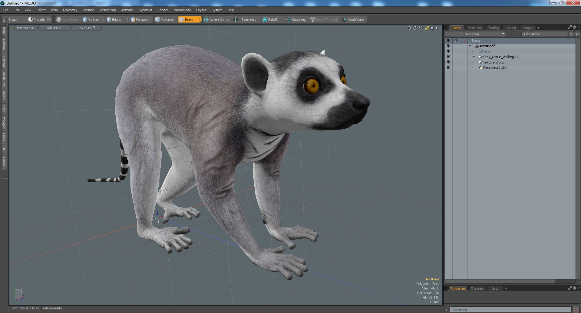 3D Grey Lemur Walking model