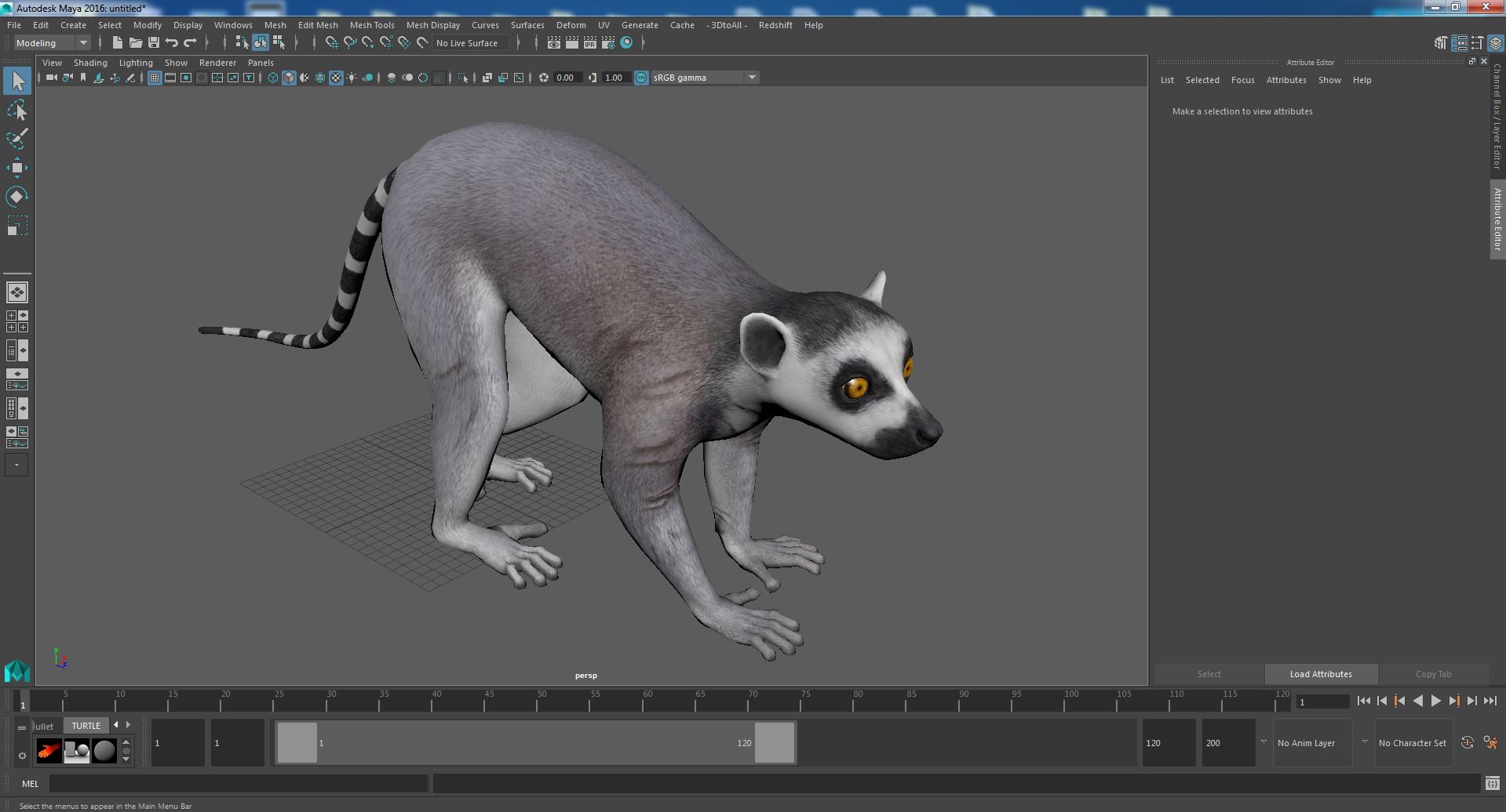 3D Grey Lemur Walking model