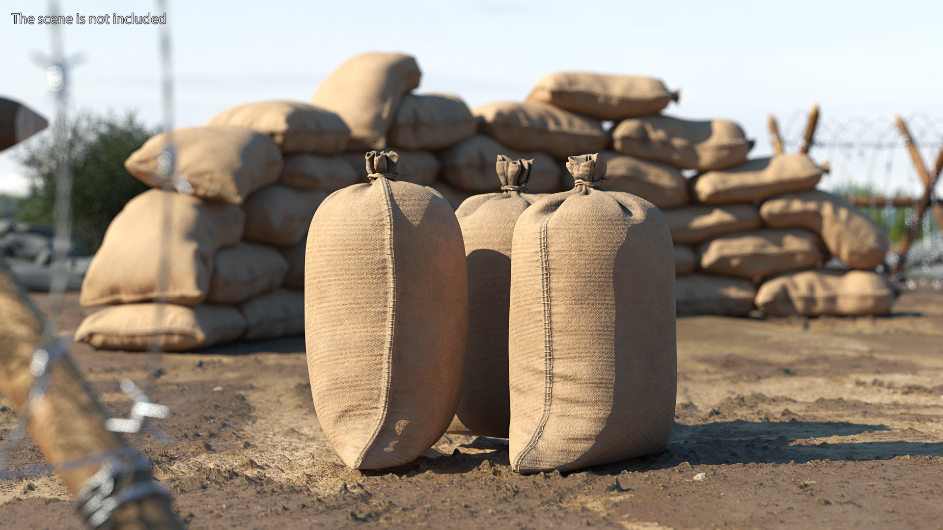 3D Standing Military Sandbags