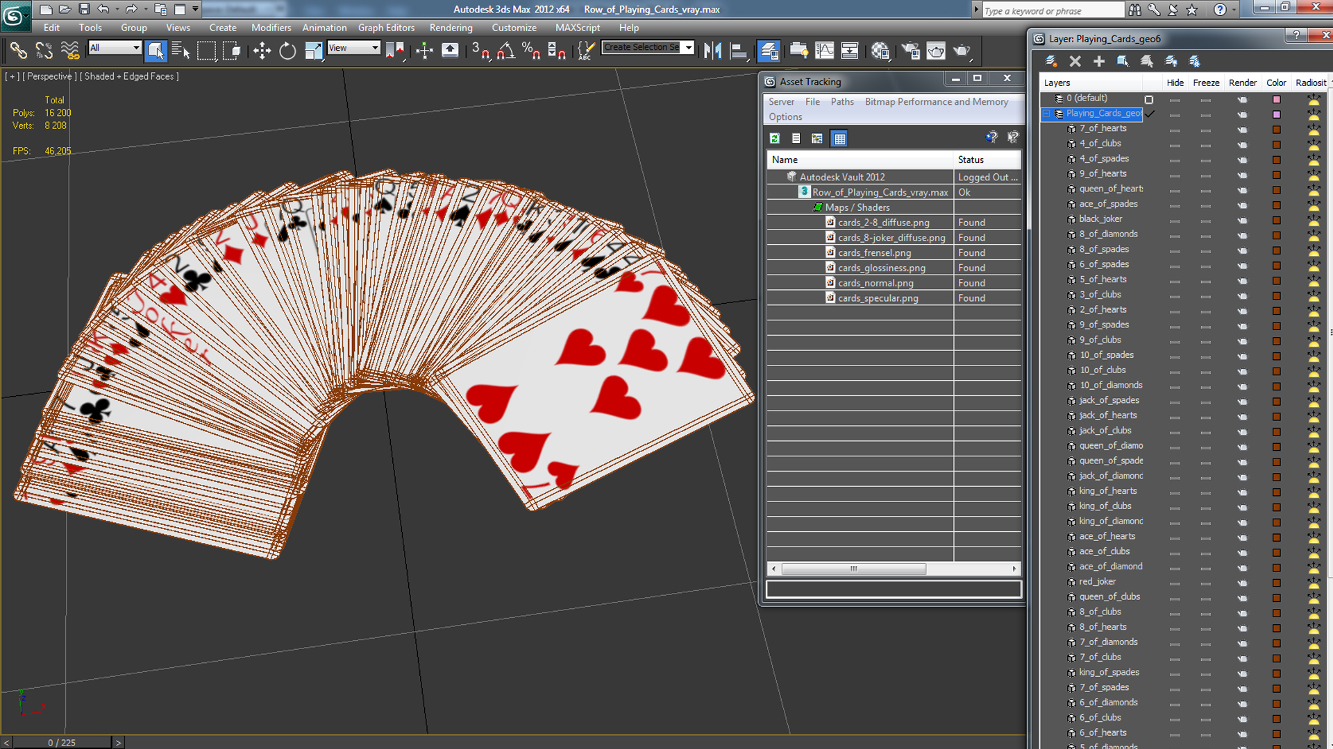 3D model Row of Playing Cards