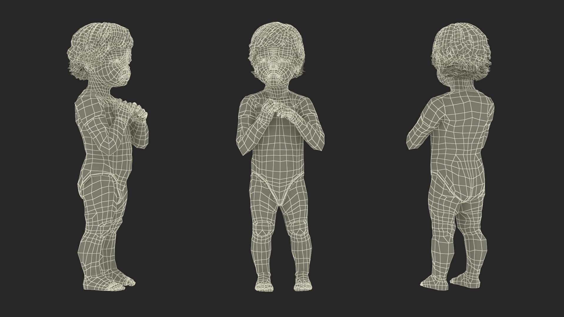 3D Toddler in Bodysuit Standing Pose model