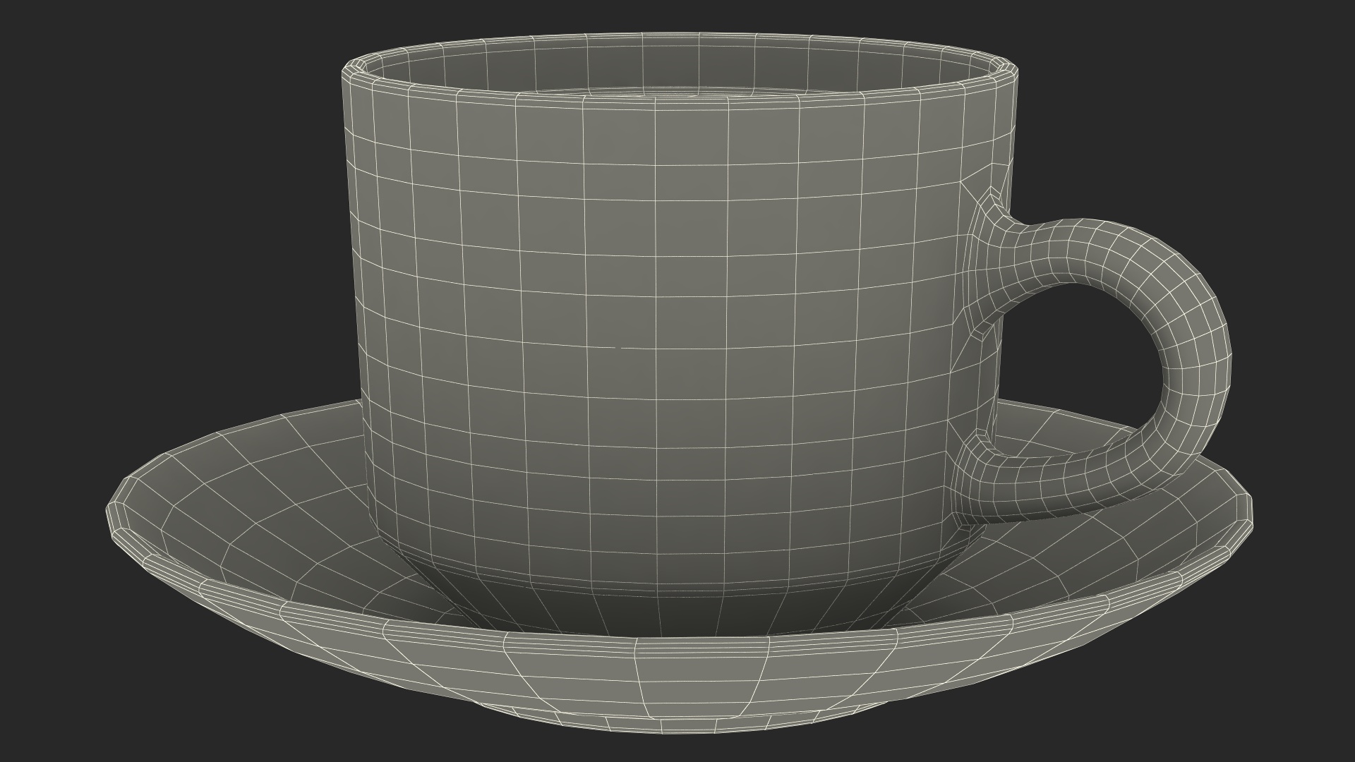 3D Large Cup with Saucer Full of Tea model