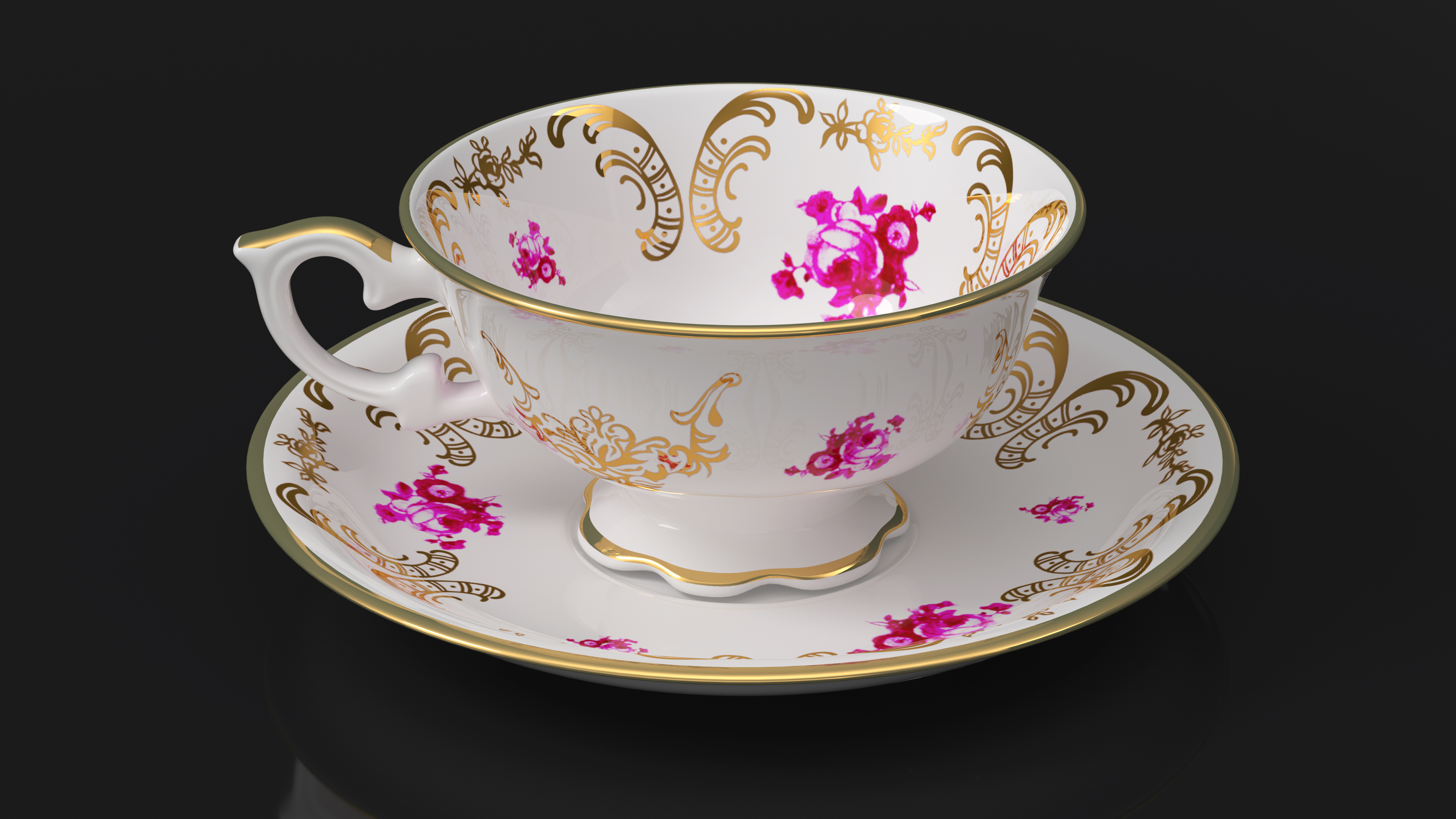 3D model Antique Teacup and Saucer