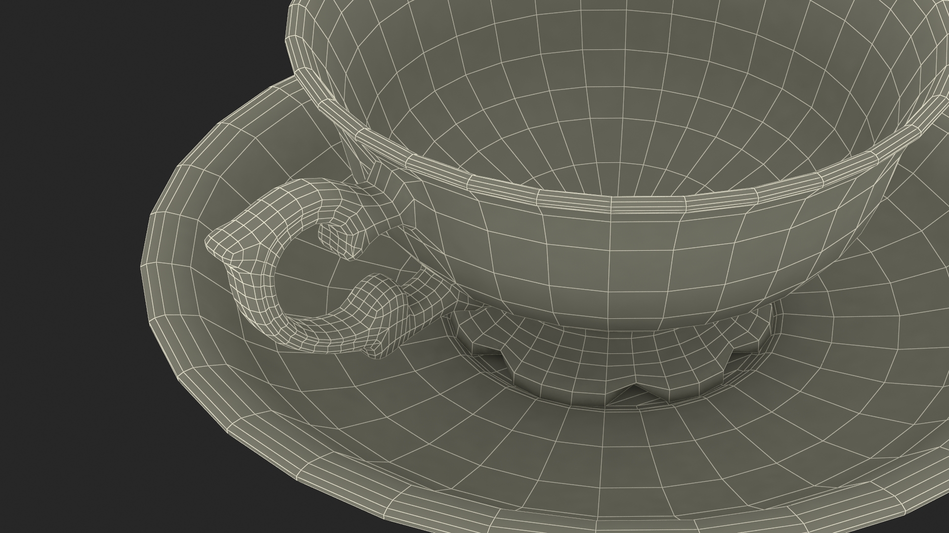 3D model Antique Teacup and Saucer