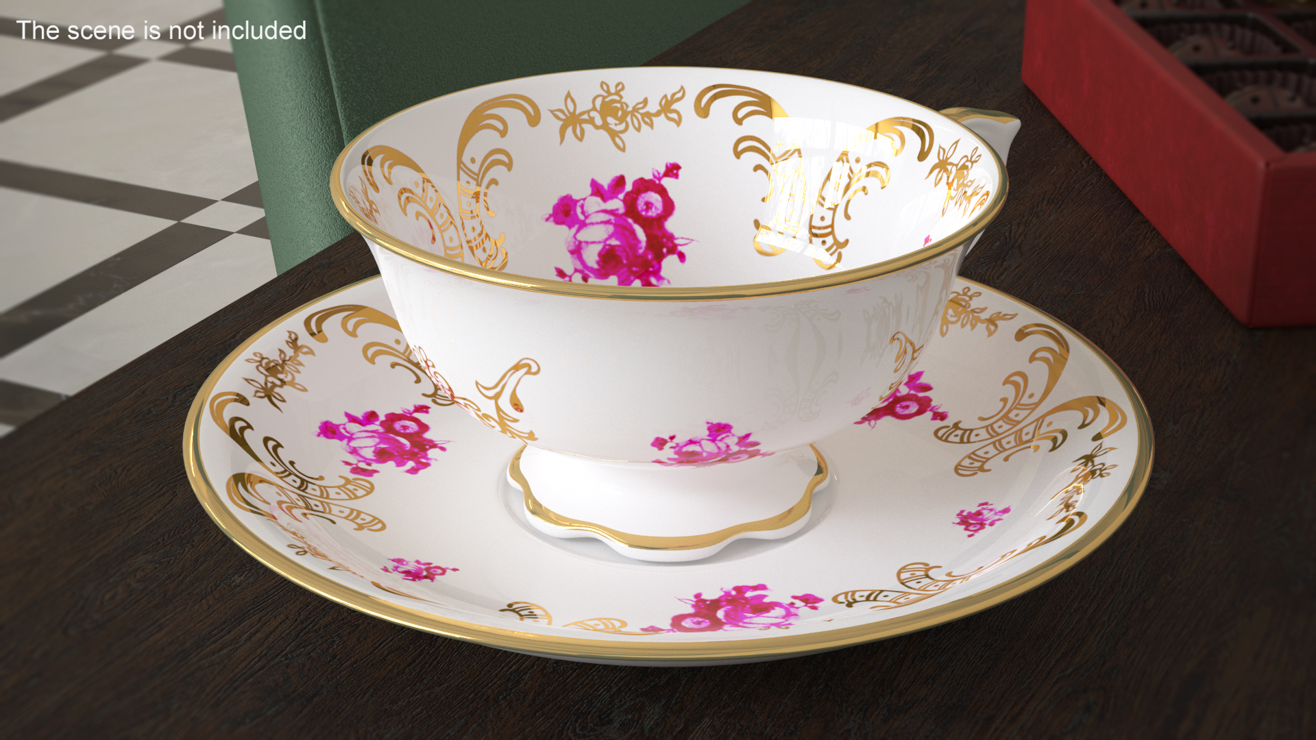 3D model Antique Teacup and Saucer