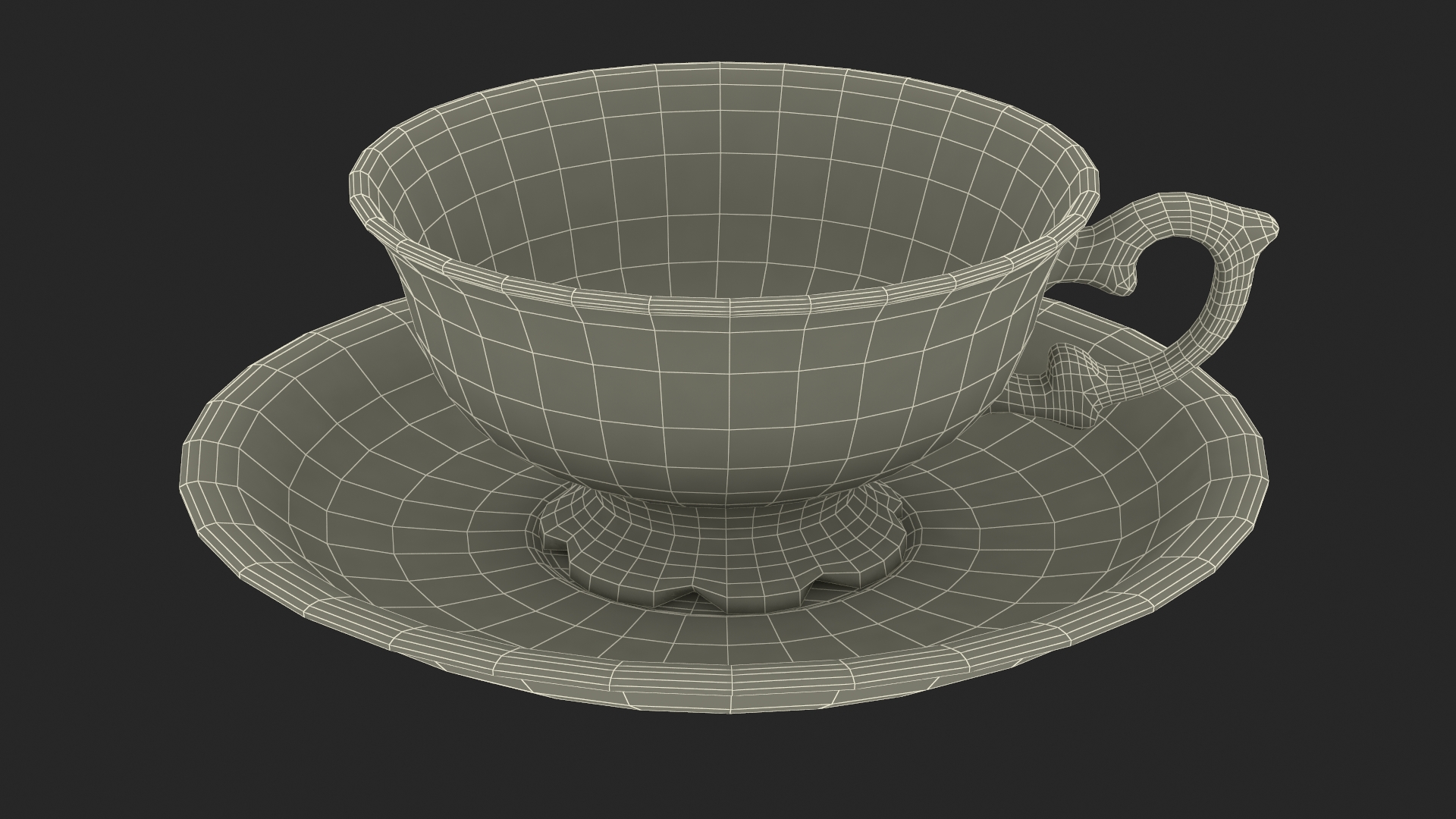 3D model Antique Teacup and Saucer