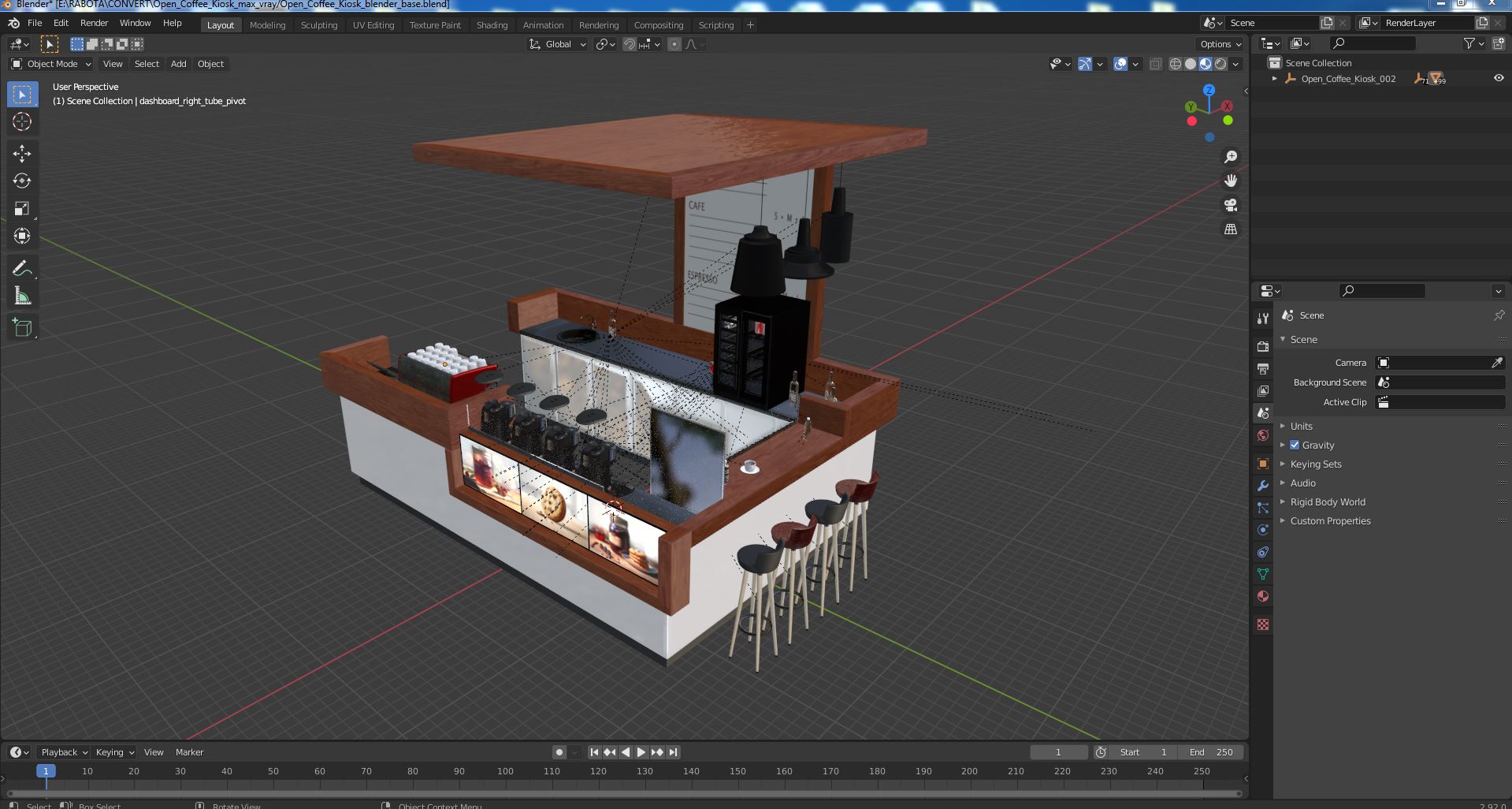 Open Coffee Kiosk 3D