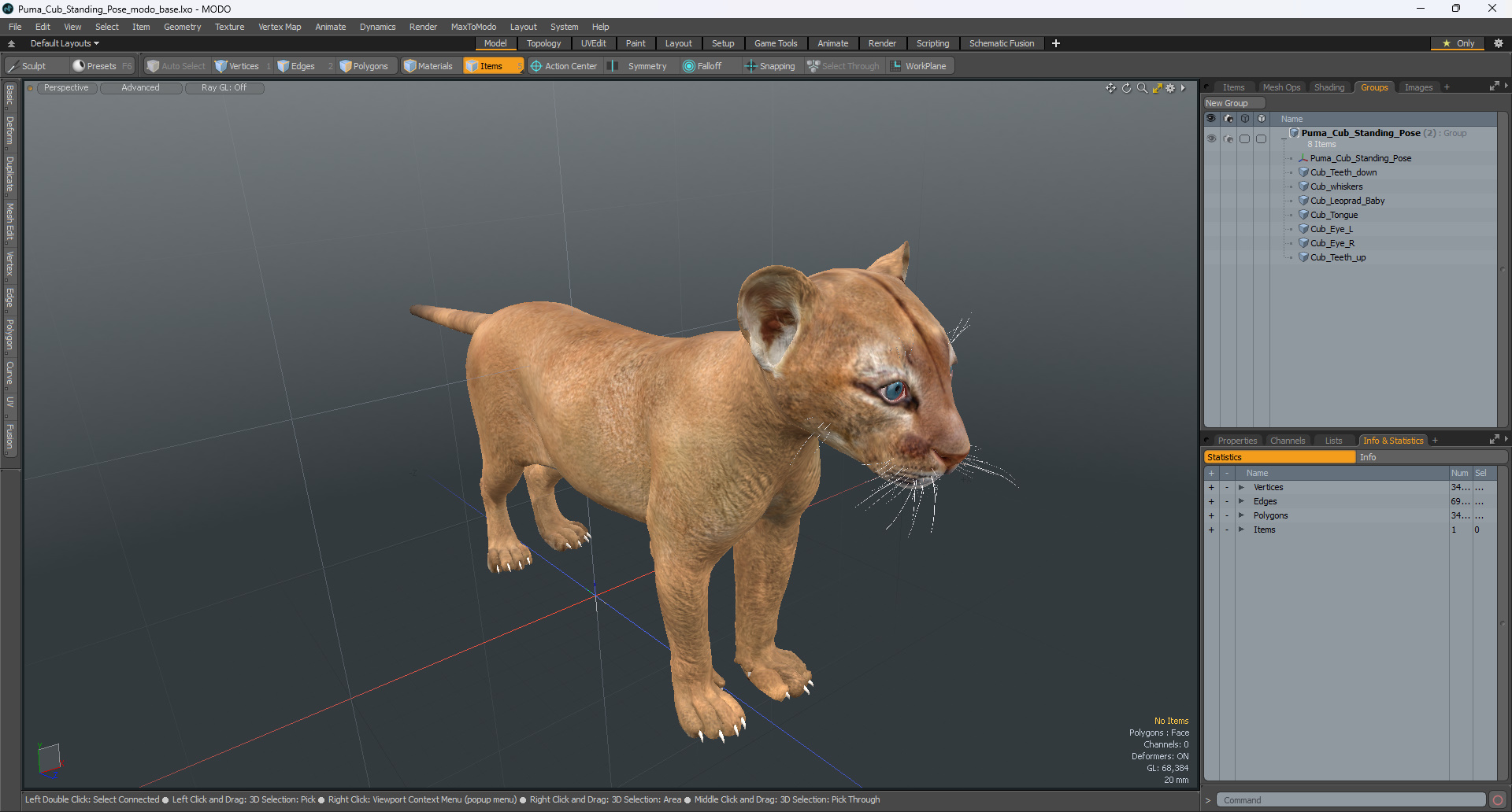 Puma Cub Standing Pose 3D