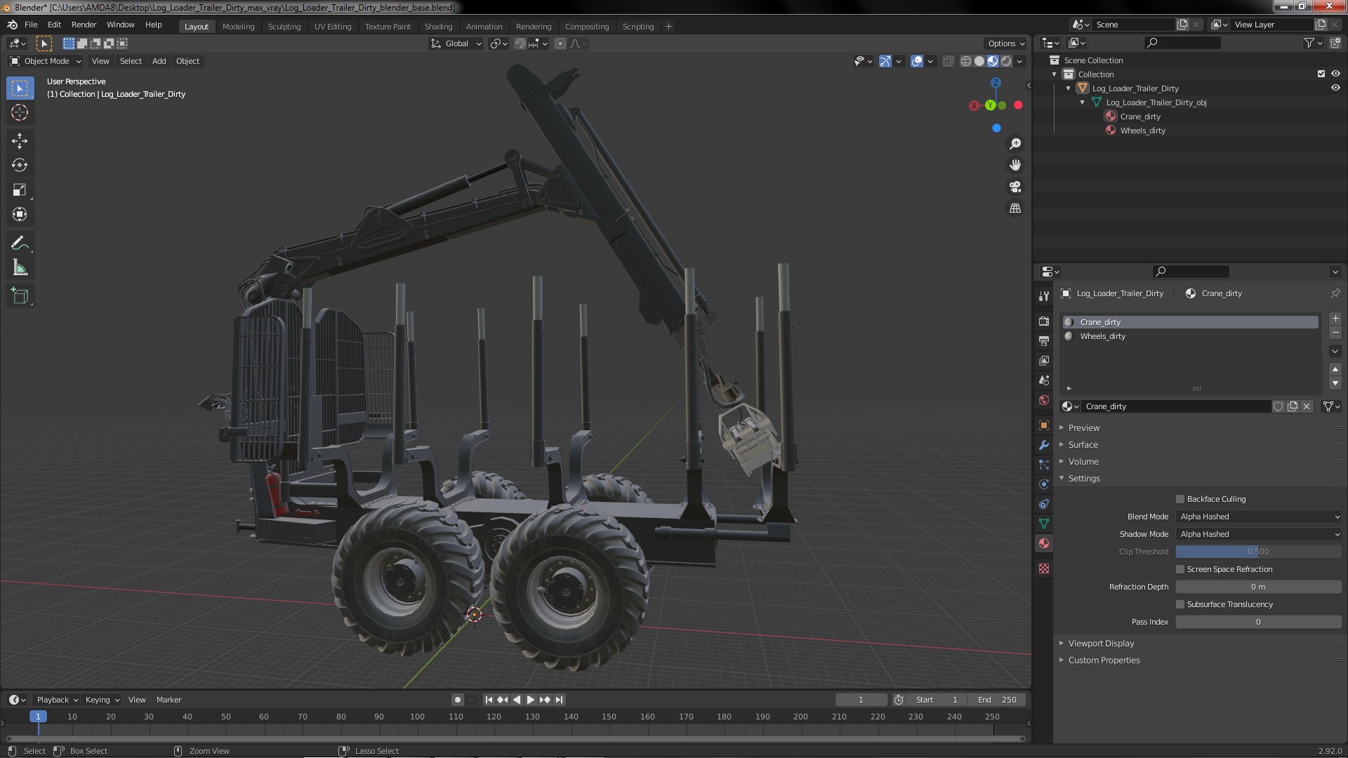 Log Loader Trailer Dirty 3D model