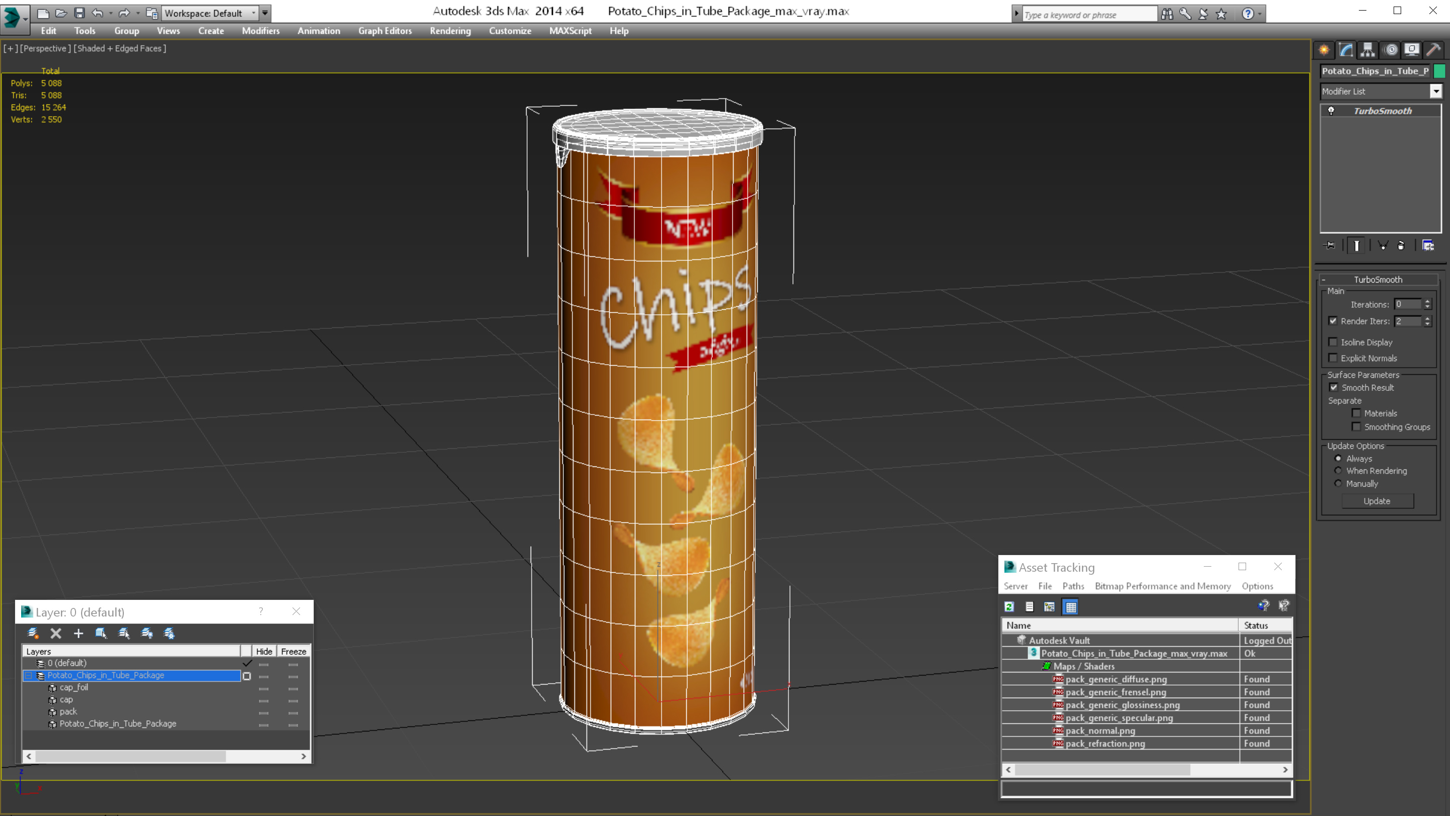 3D Potato Chips in Tube Package model