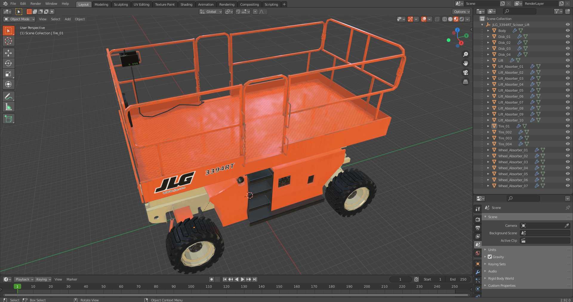 3D JLG 3394RT Scissor Lift model