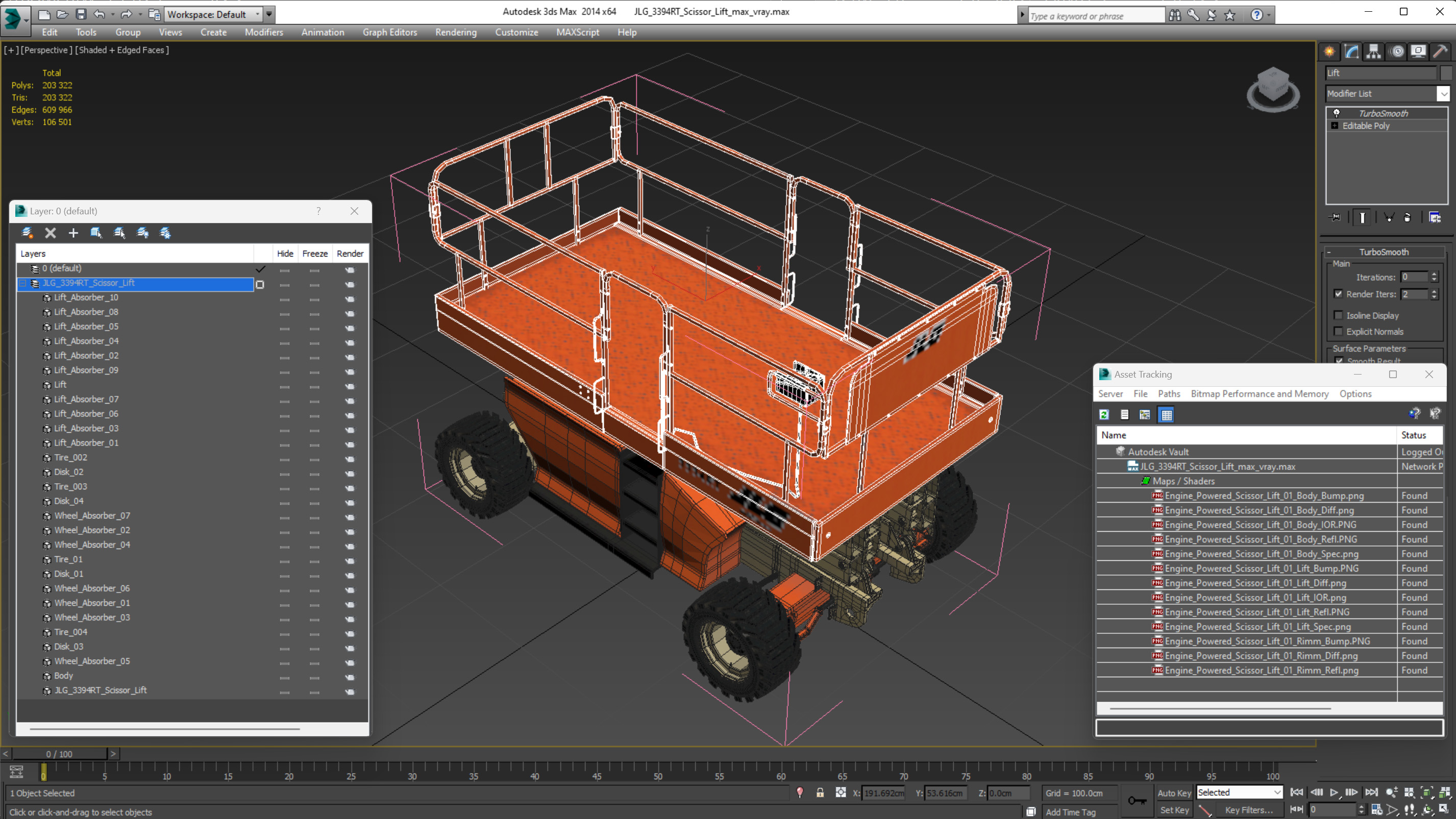 3D JLG 3394RT Scissor Lift model