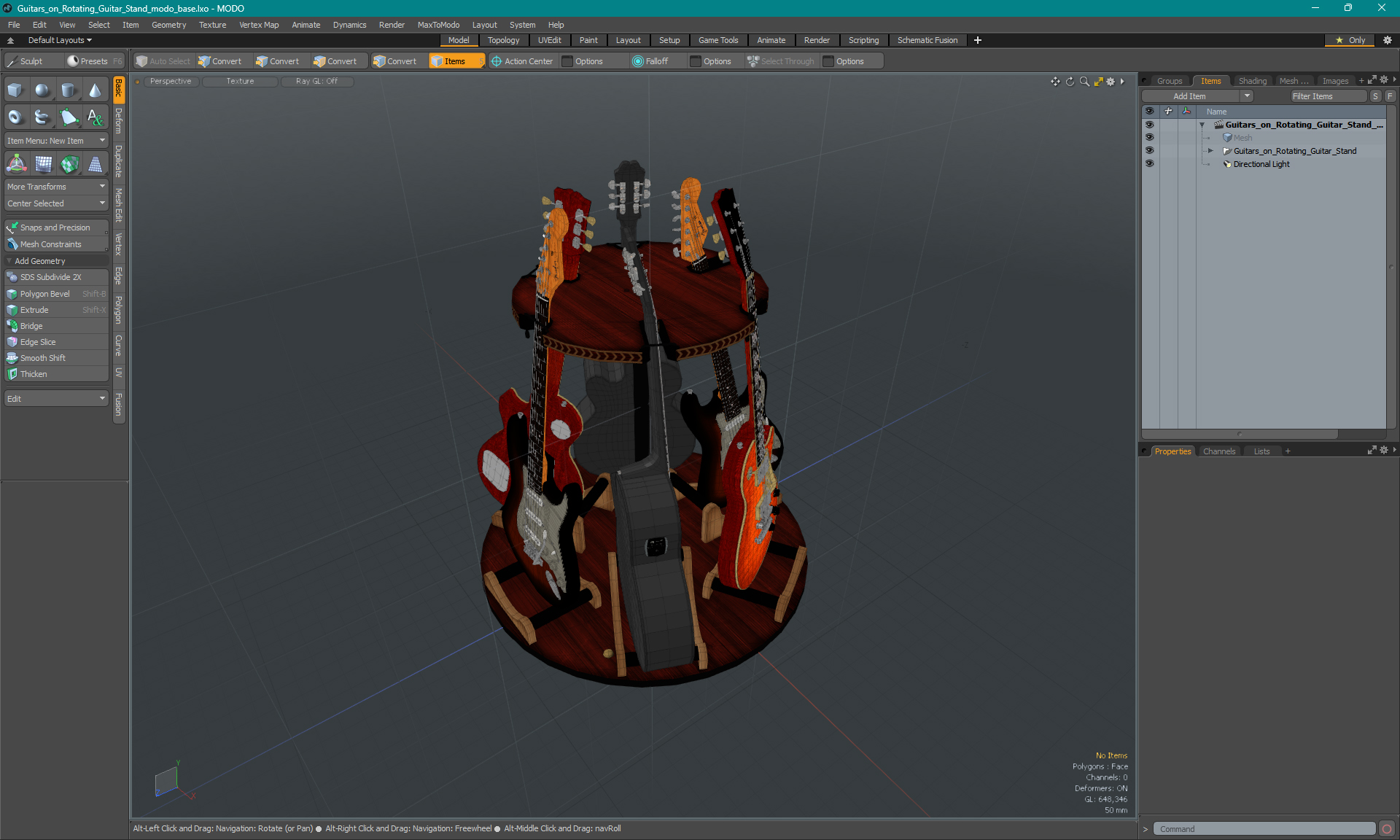 Guitars on Rotating Guitar Stand 3D