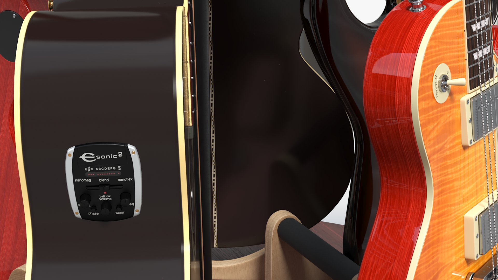 Guitars on Rotating Guitar Stand 3D