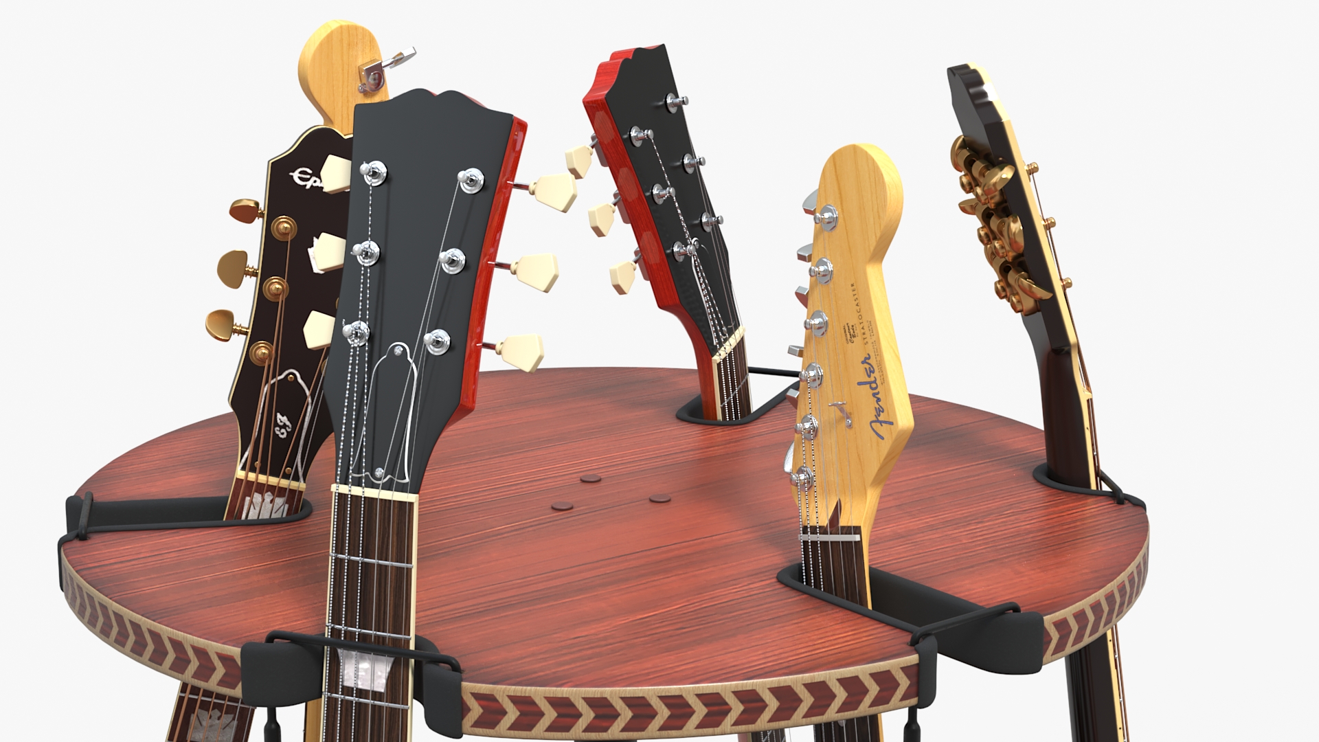 Guitars on Rotating Guitar Stand 3D