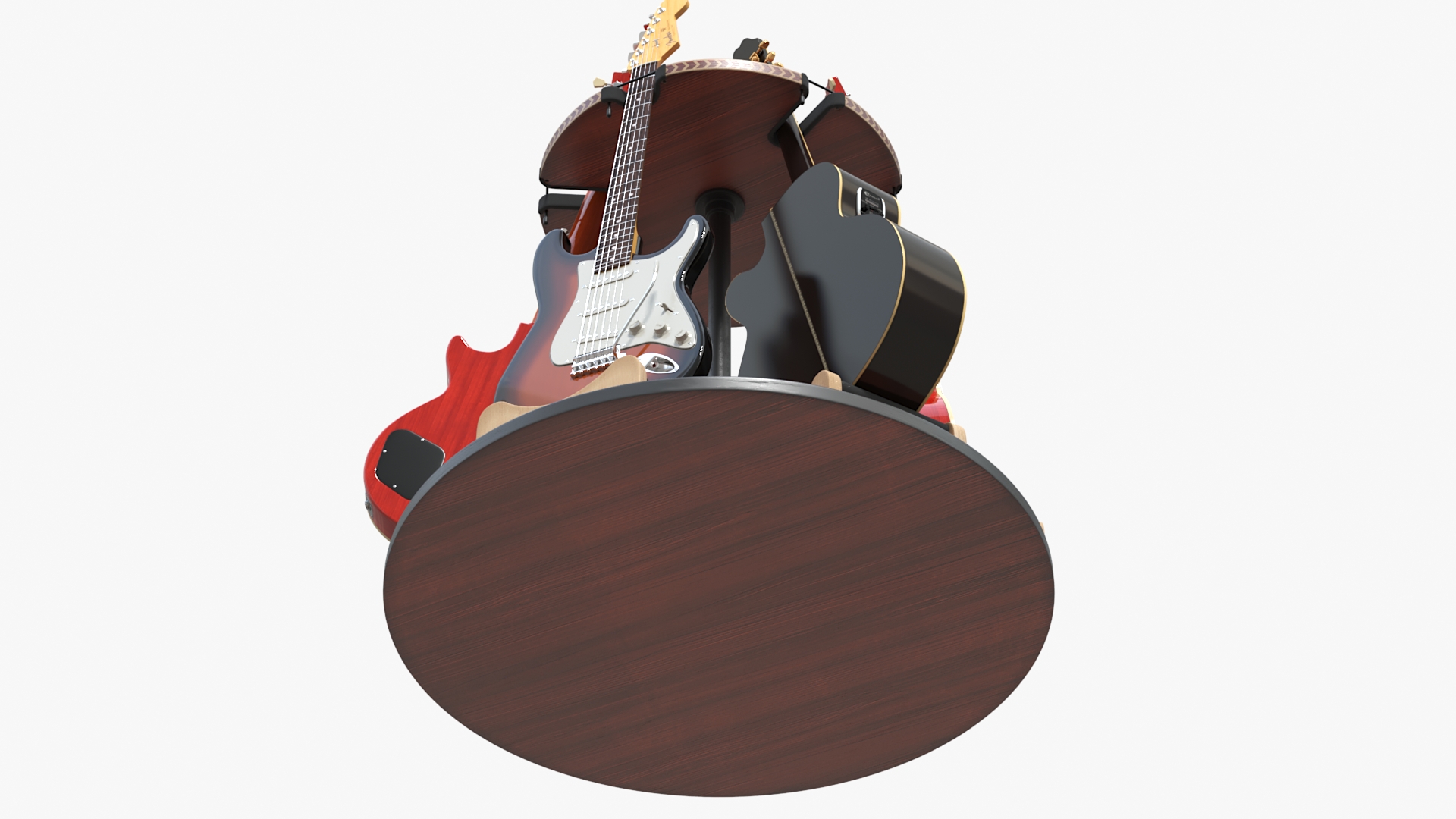 Guitars on Rotating Guitar Stand 3D