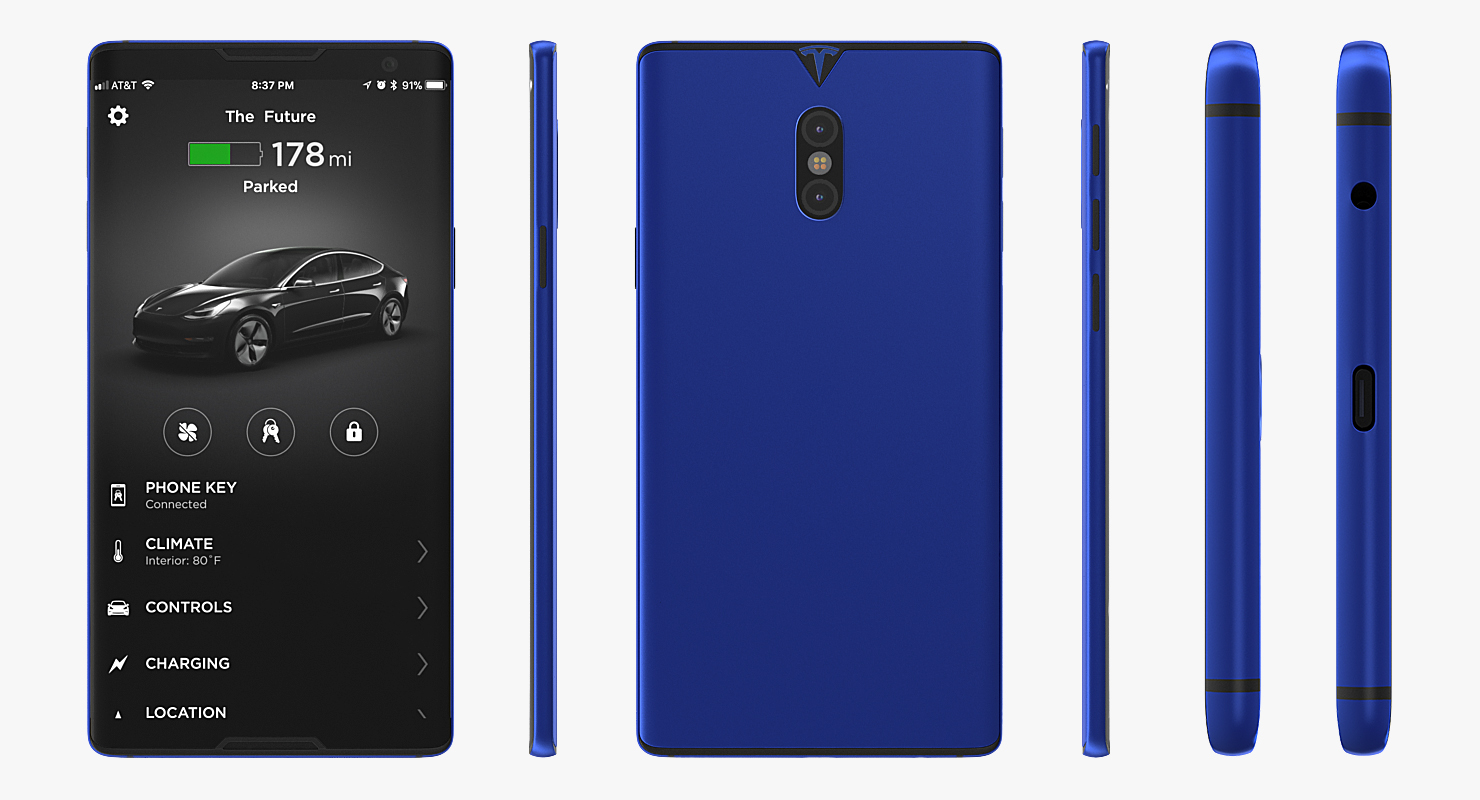 Tesla Phone Concept Blue 3D model