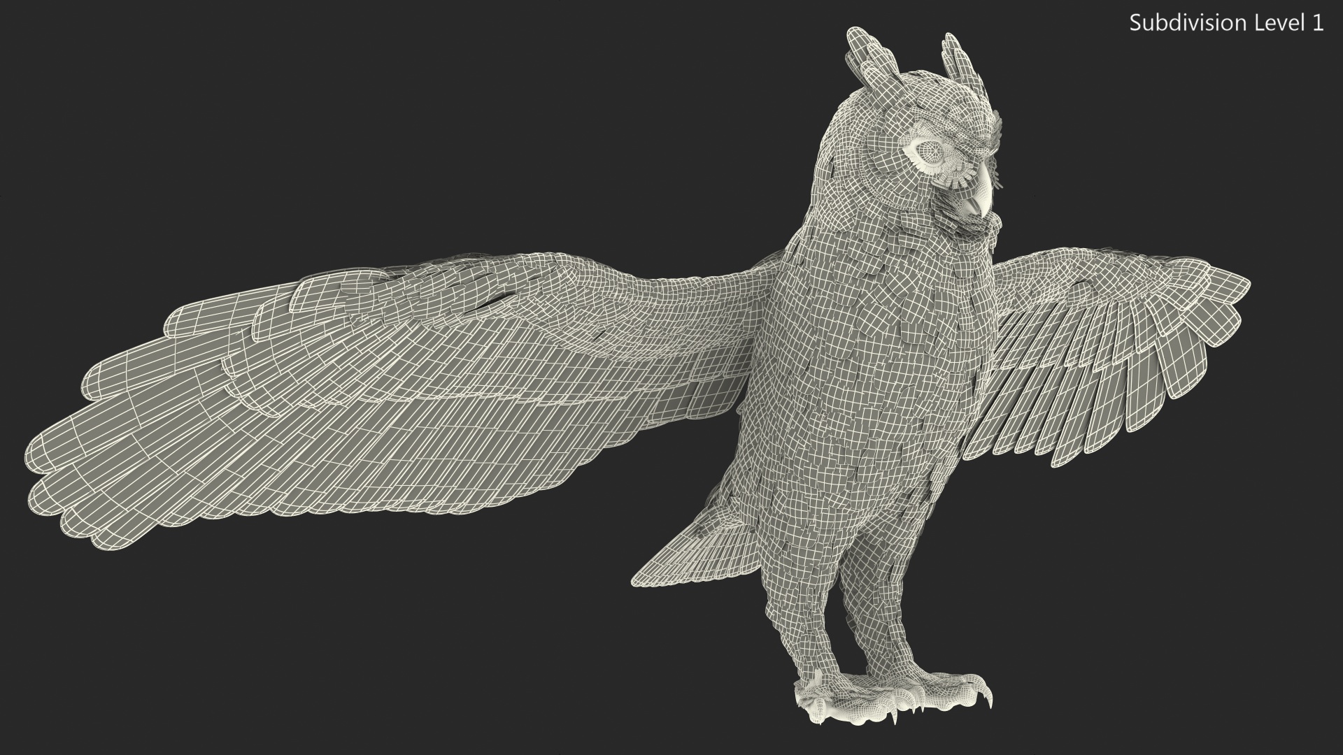 3D Great Horned Owl T-Pose model