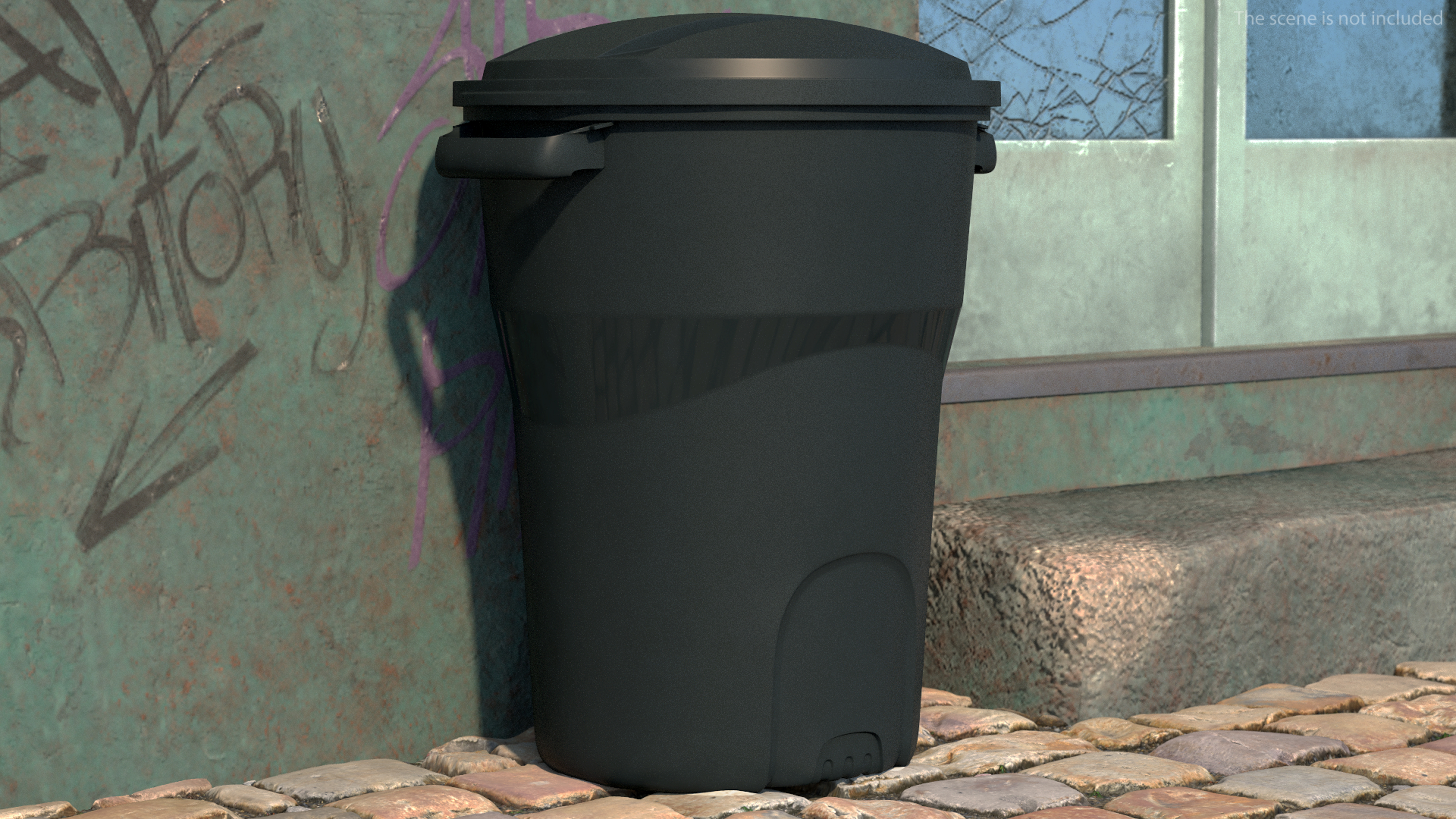 3D Round Trash Can Black