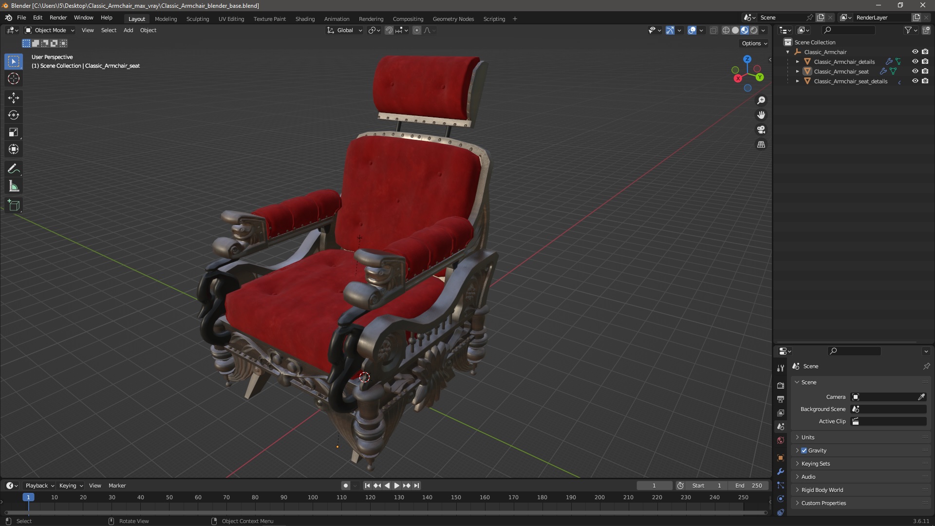 3D Classic Armchair