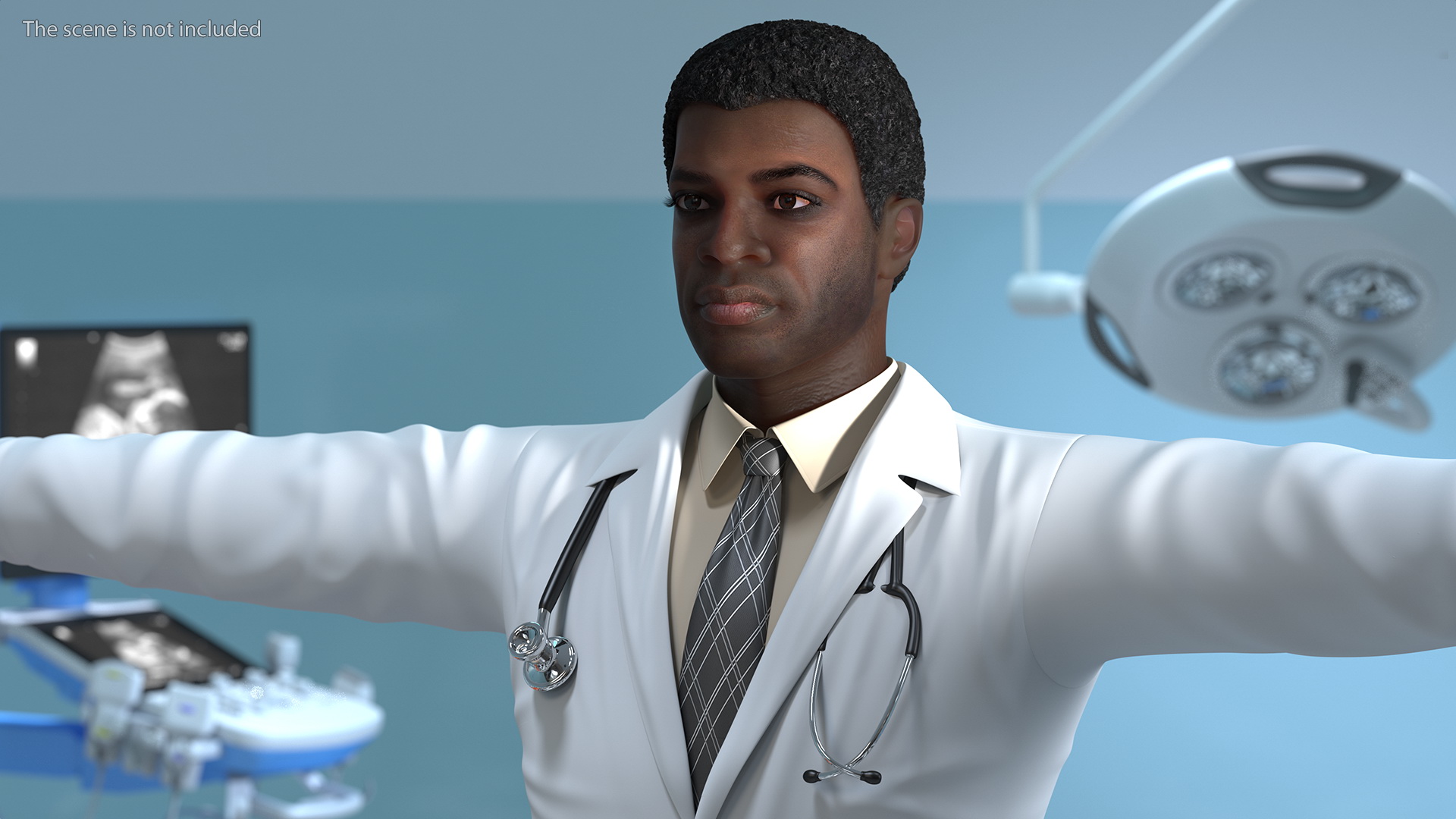 3D model African American Male Doctor T Pose