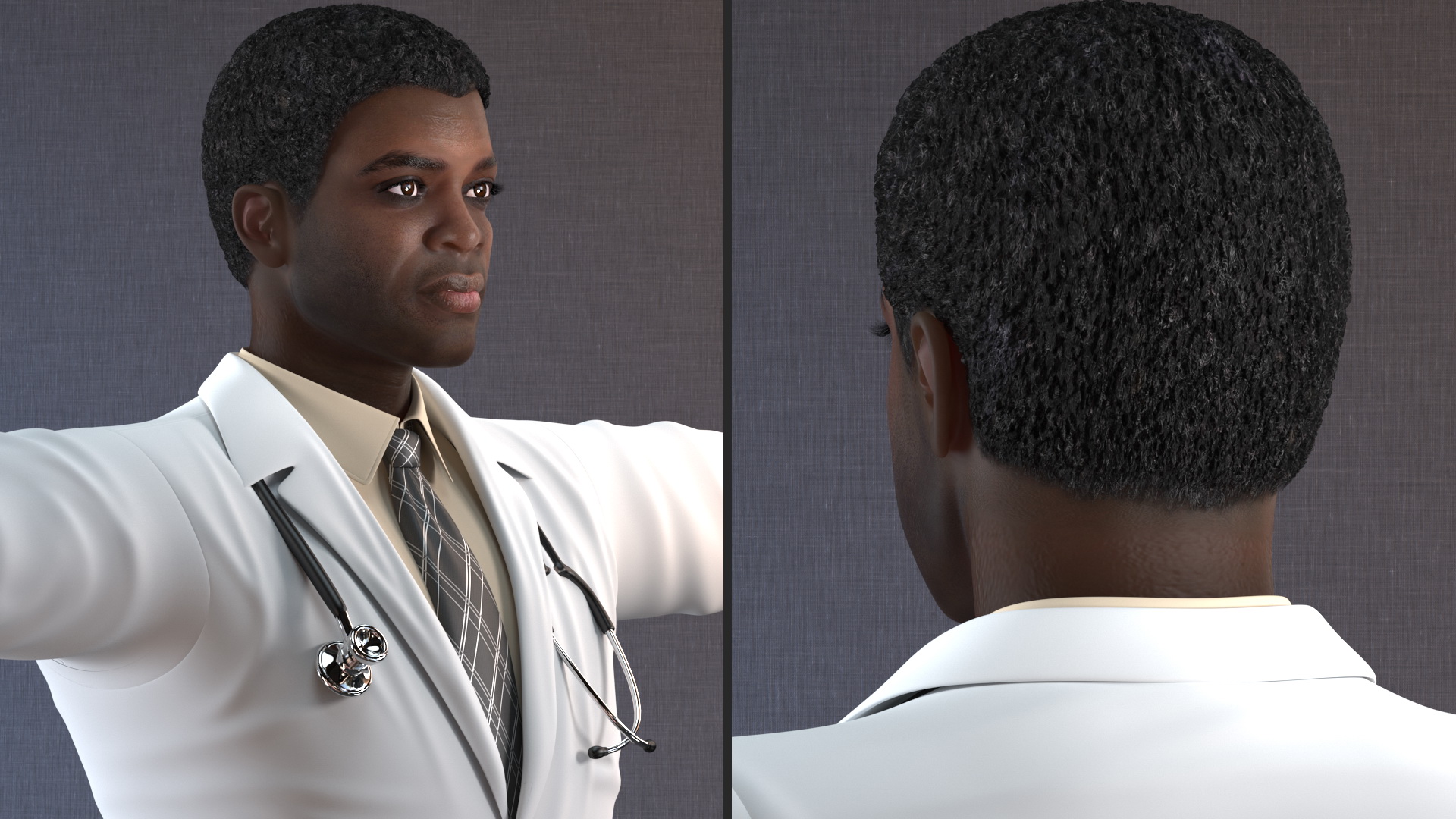 3D model African American Male Doctor T Pose