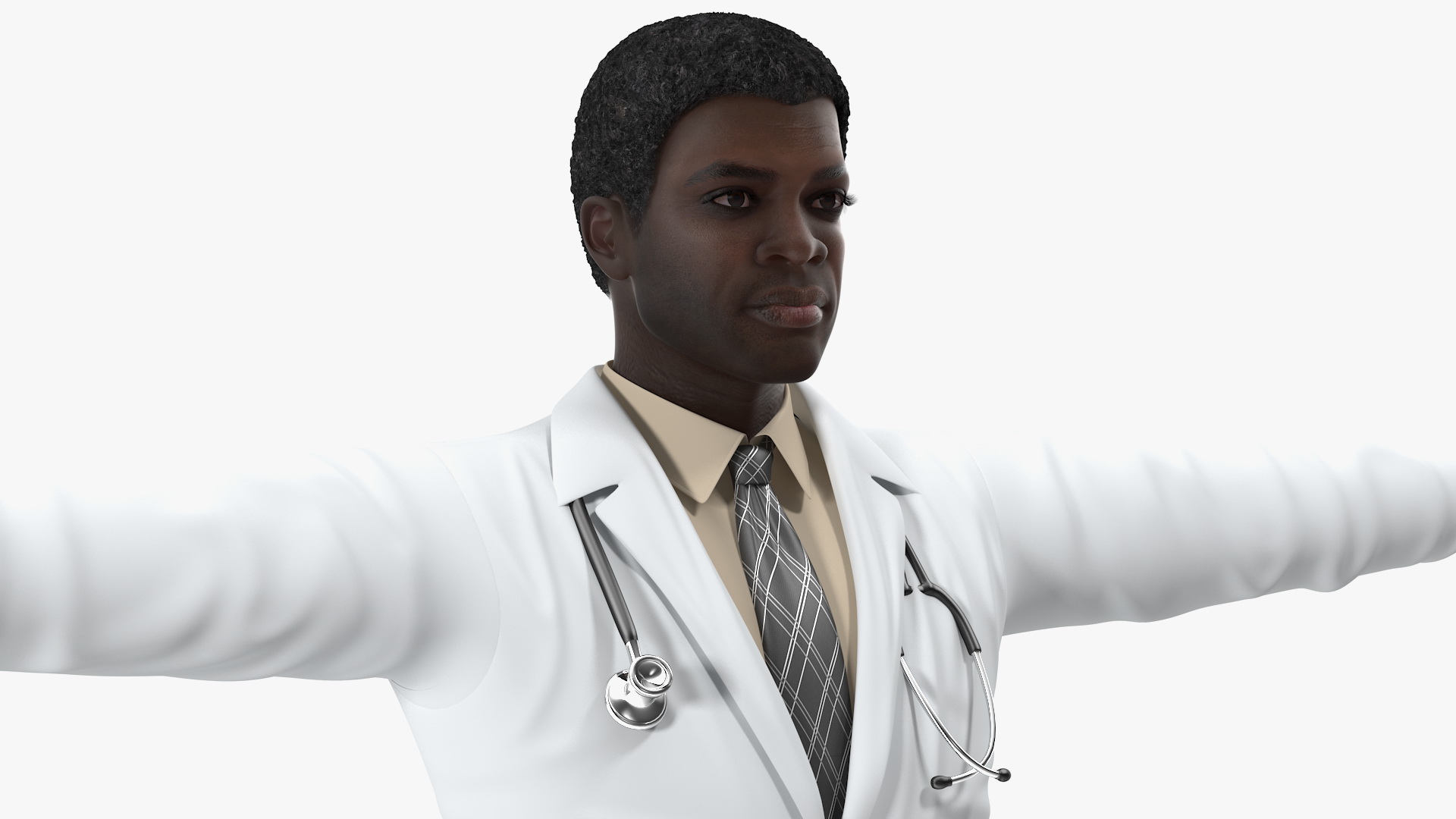 3D model African American Male Doctor T Pose