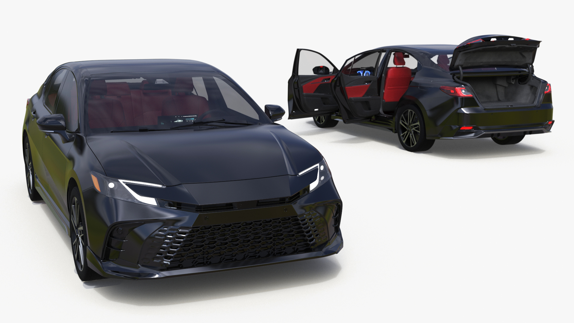 3D model Mid Size Sedan Black