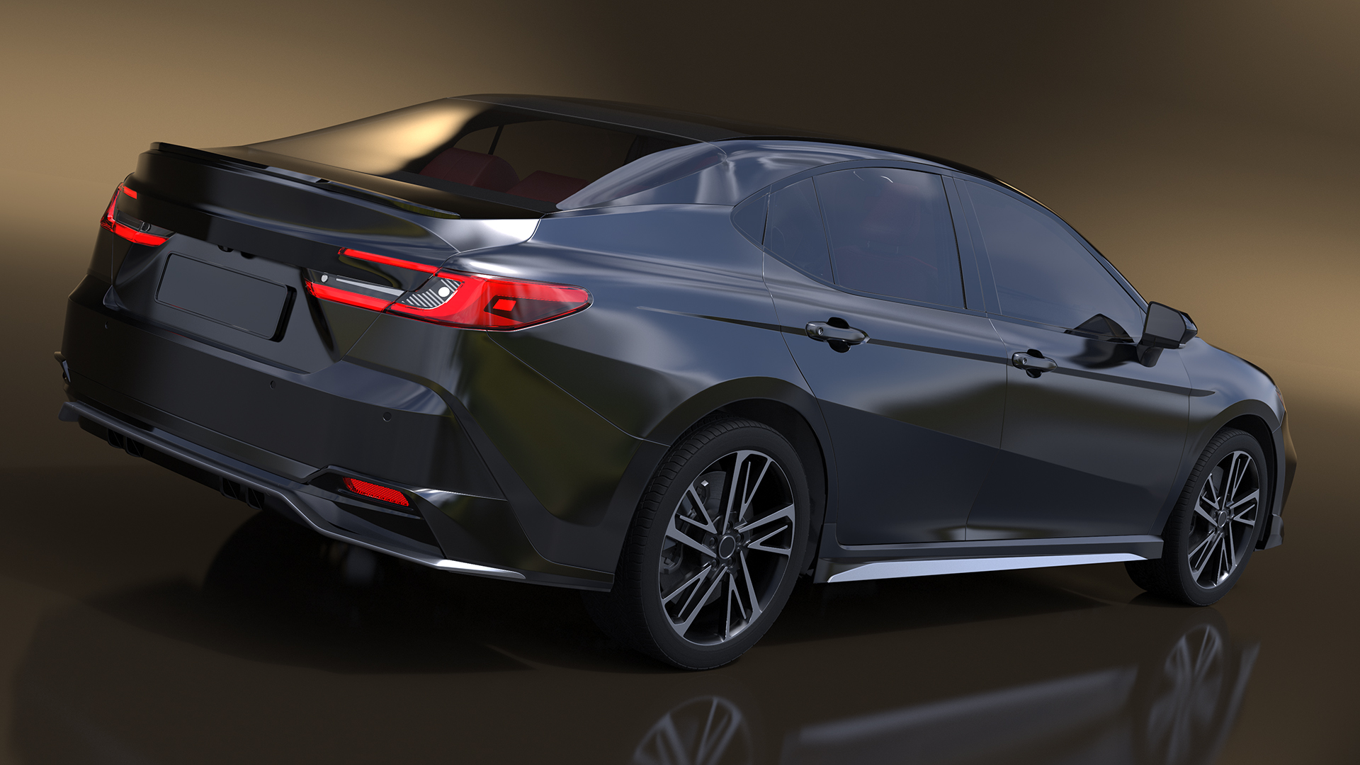 3D model Mid Size Sedan Black